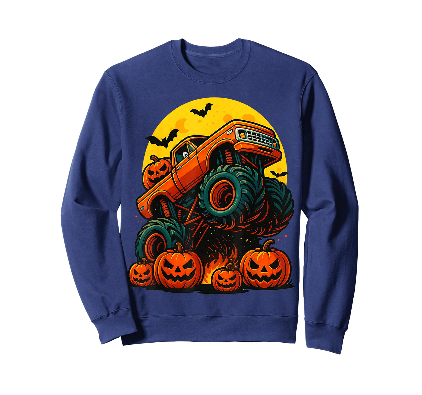 Monster Truck Halloween Jack O Lantern Moon Pumpkin Toddler T-Shirt