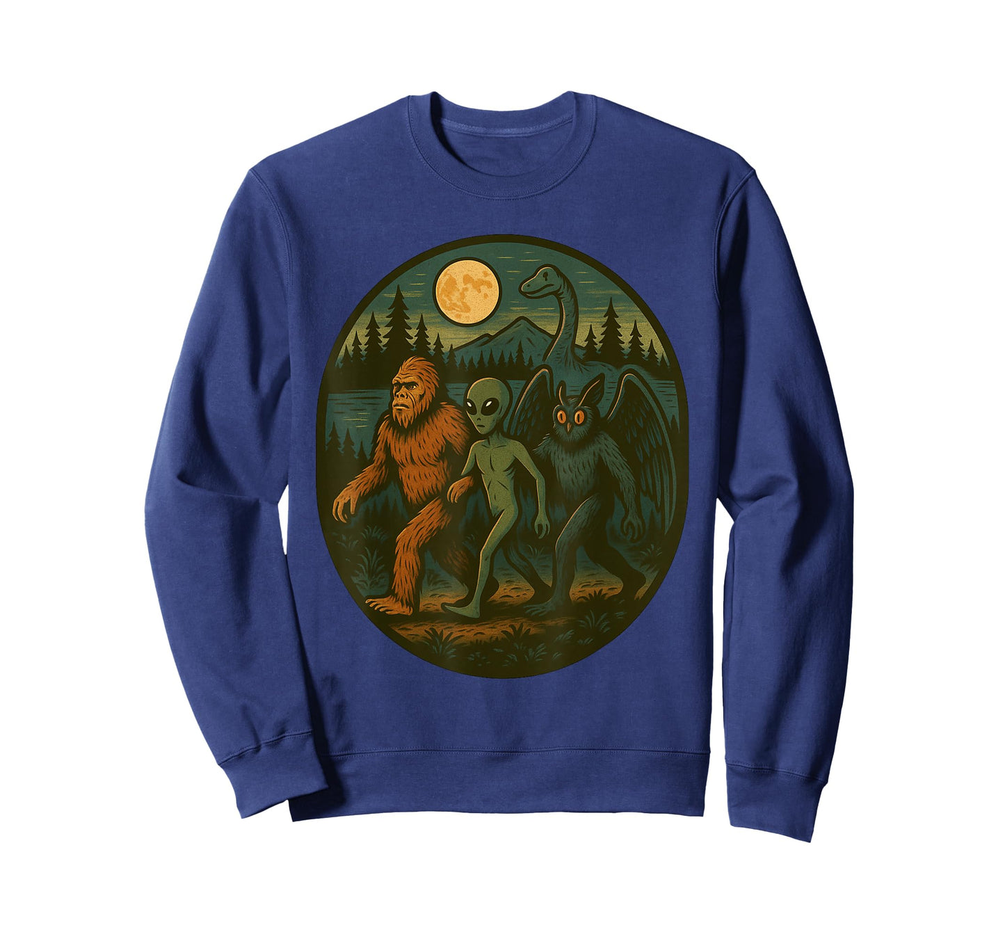 Vintage Bigfoot Loch Ness Monster Mothman And Alien Cryptid T-Shirt