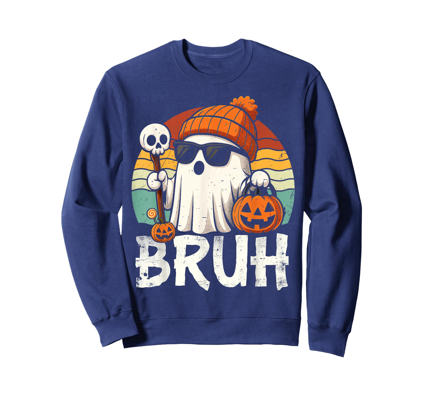 Bruh Ghost Halloween Cute Ghost Trick Or Treat Candy Kids T-Shirt