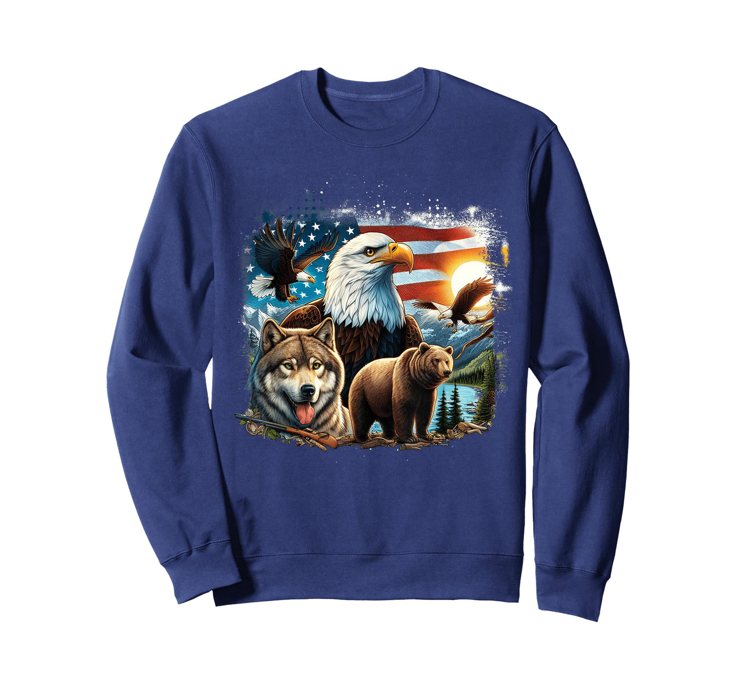 Usa Animals Bald Eagles Grizzly Bear Wolf Wilderness Nature T-Shirt