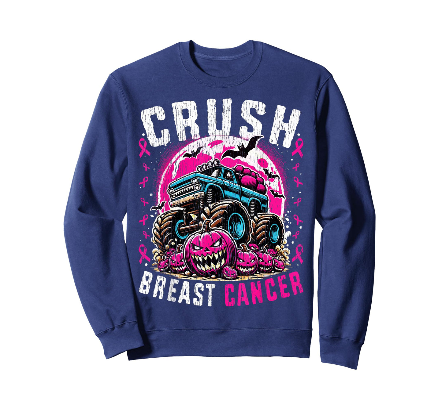 Breast Cancer Awareness Monster Truck Halloween Kids Toddler T-Shirt