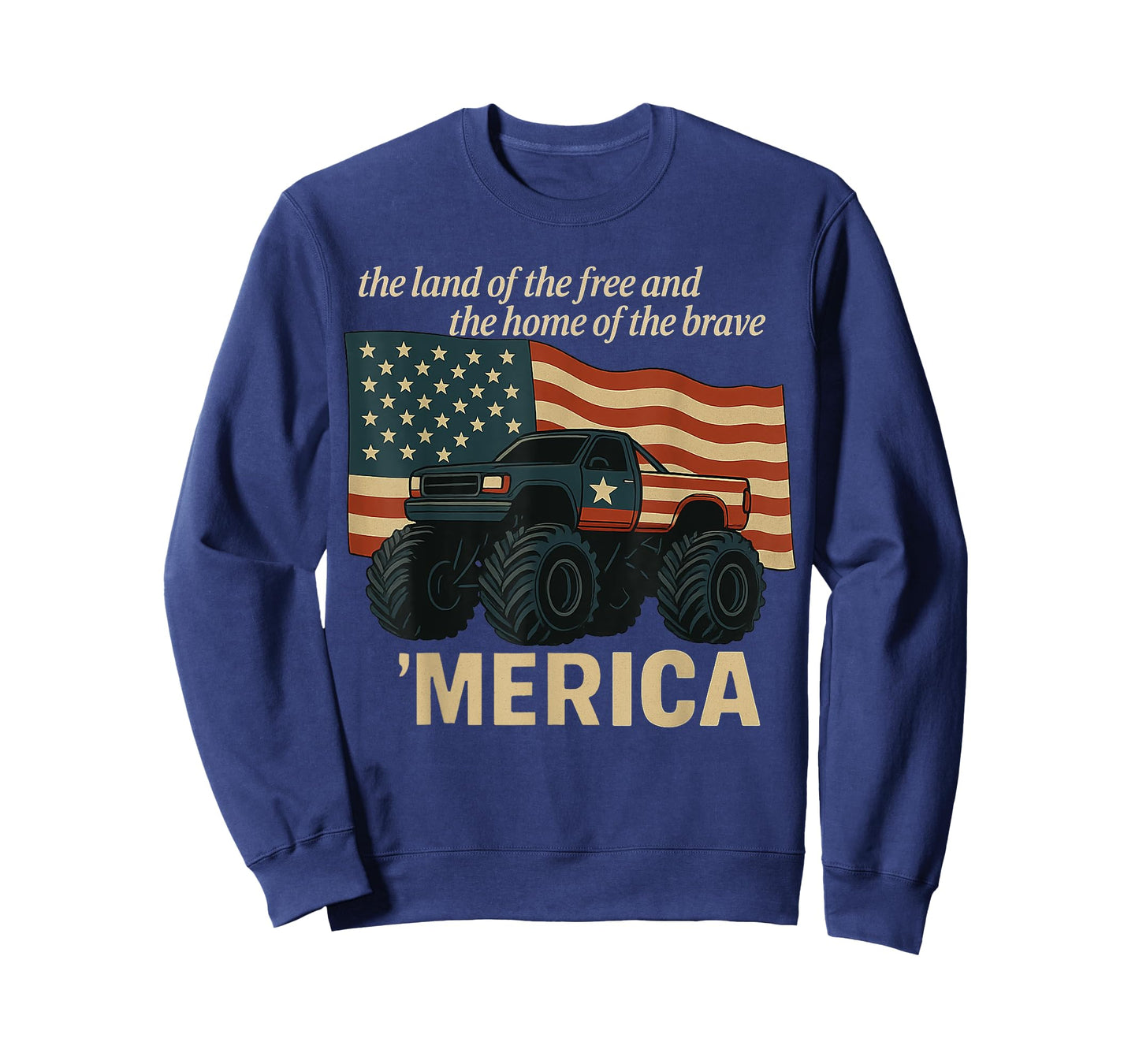 vintage monster Truck Merica American flag usa 4th of july T-Shirt
