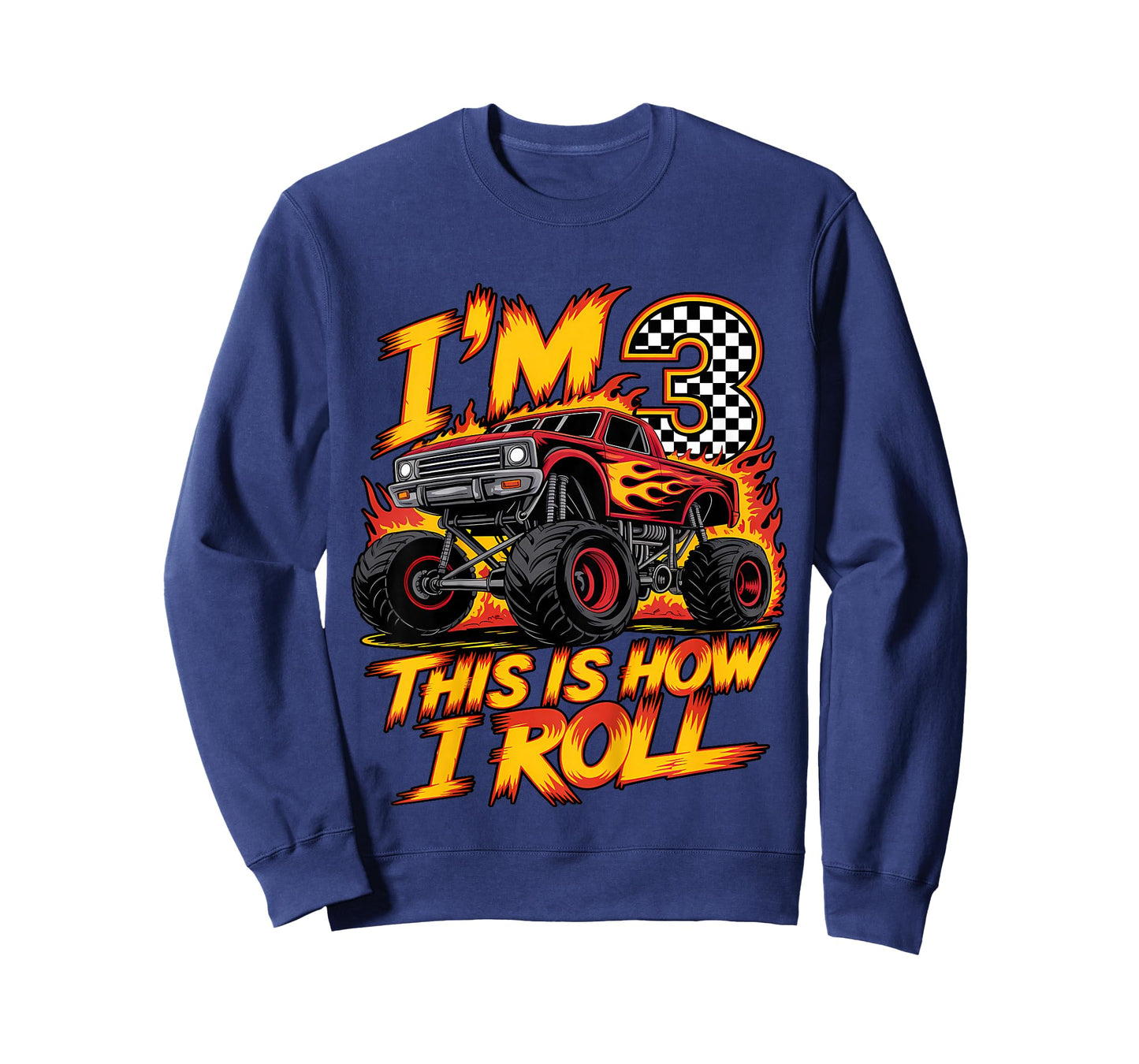 Monster Truck 3rd Birthday 3 Year Old Boy Born 2022 Kids T-Shirt