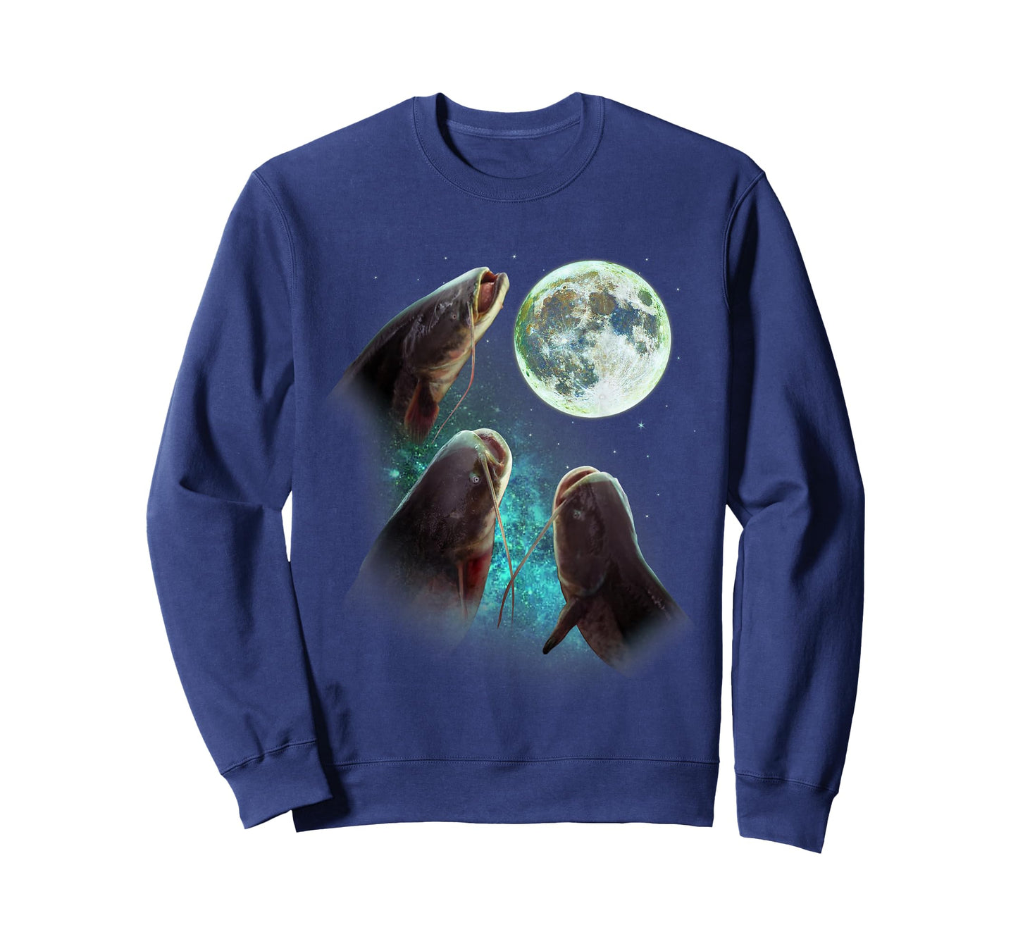 Fisherman Three Catfish Howl At Moon Wolfs Wolves Parody T-Shirt