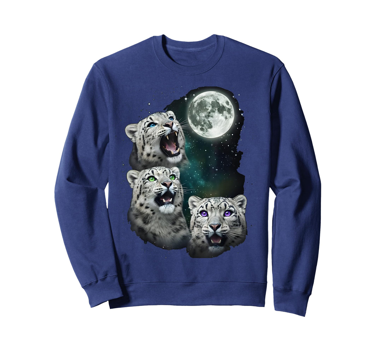 Leopard Howling at The Space Full Moon at Night Starry Sky T-Shirt