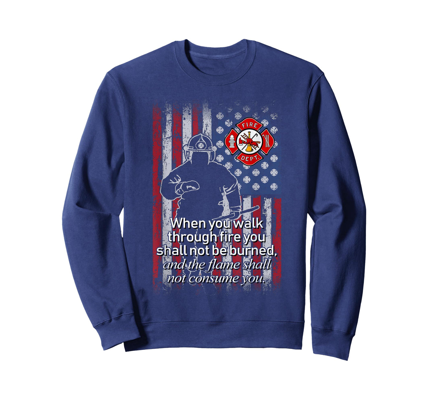 Thin Red Line Firefighter Bible Verse American Flag T-Shirt T-Shirt