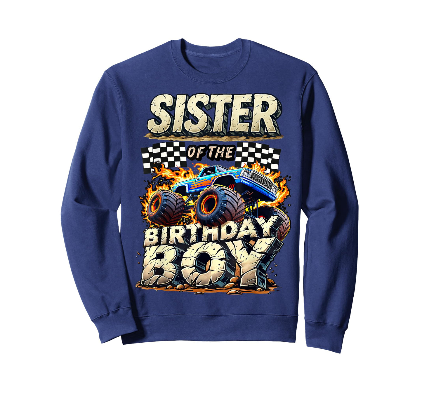 Sister Of The Birthday Boy Monster Truck Family Matching T-Shirt