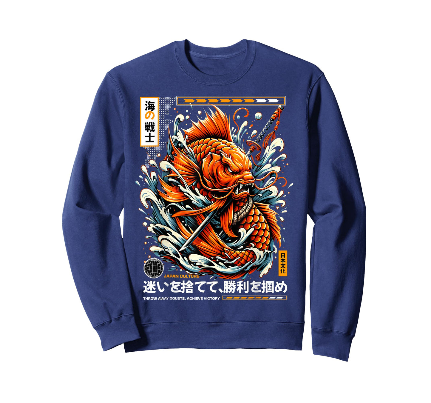 Japanese Tattoo Samurai Sword Koi Fish Men's Graphic Tee T-Shirt
