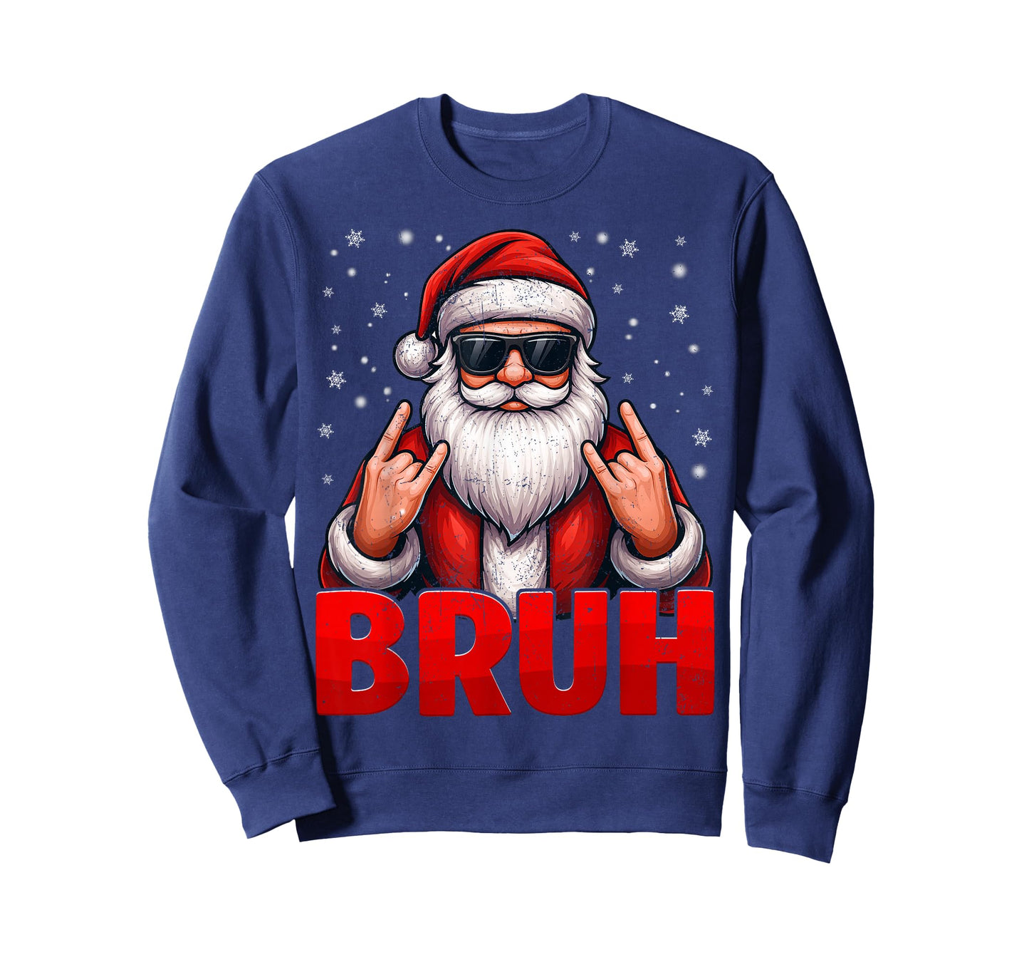 Bruh Santa Rock On Snowflake Christmas Xmas Mens Boys Tees T-Shirt