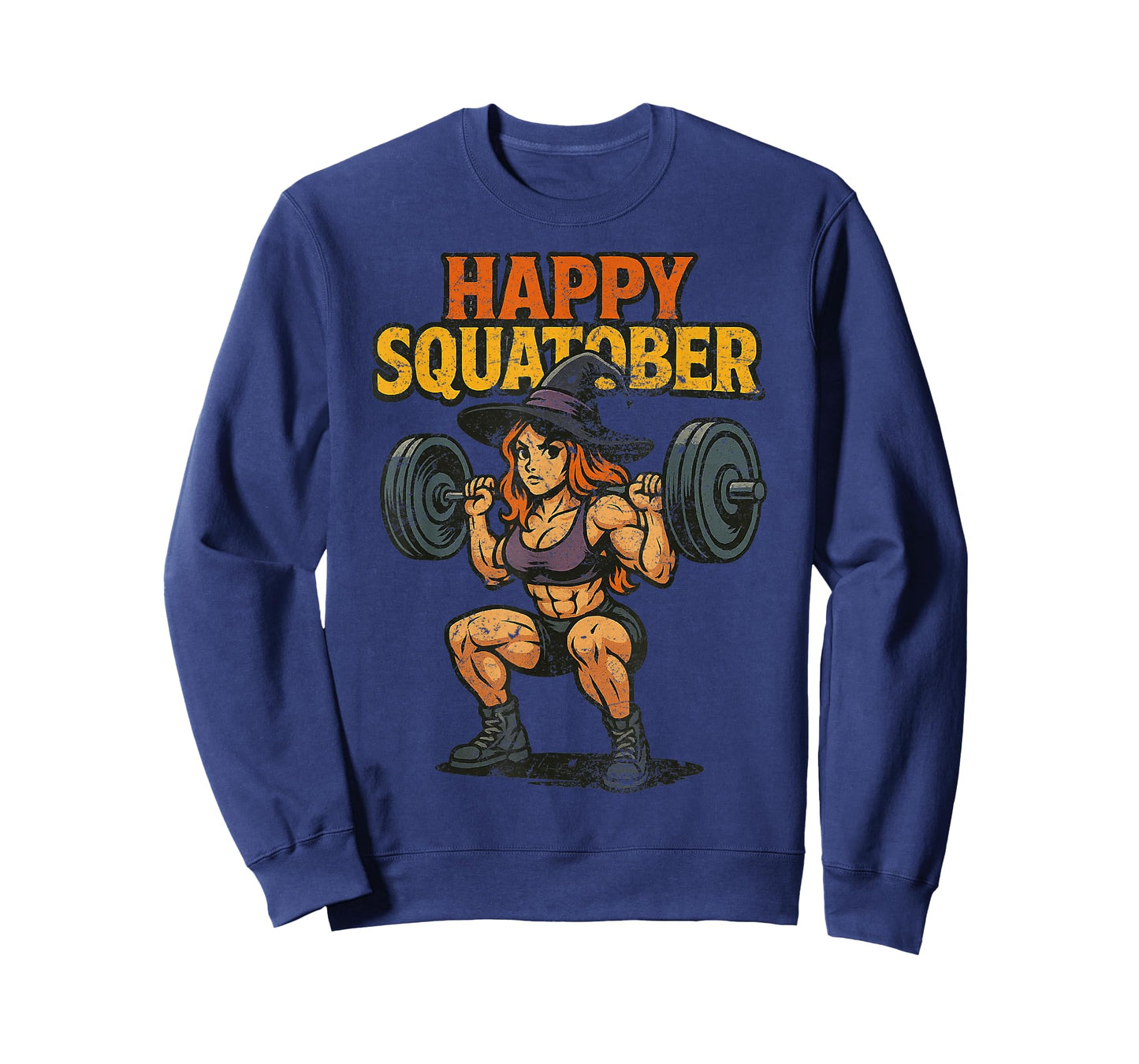 Happy Squatober Leg Day Challenge Vintage Halloween Witch T-Shirt