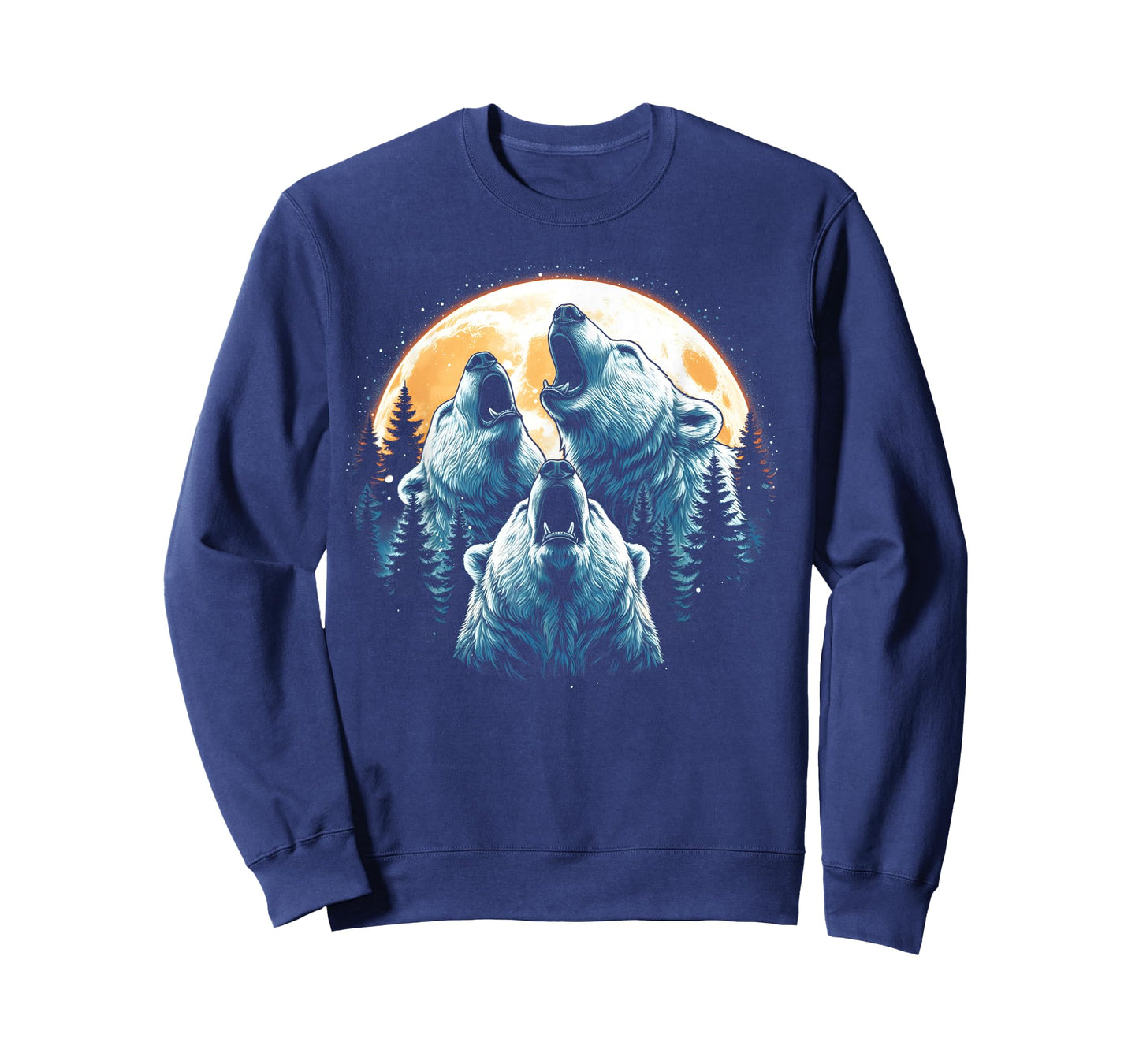 3 Polar Bears Howling At The Moon Wolf Animal T-Shirt