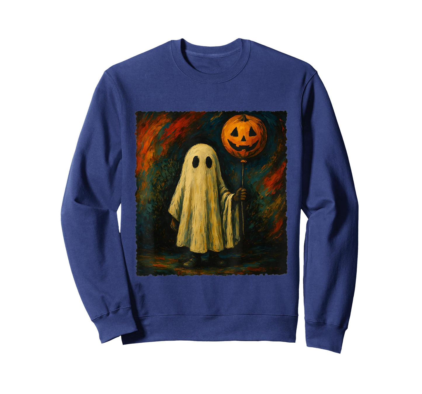 Vintage Ghost Holding Pumpkin Balloon Halloween Art T-Shirt