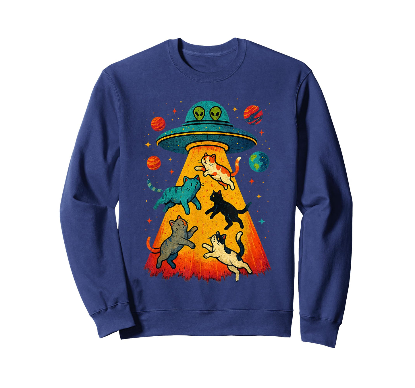 Alien Abduction Cats UFO Flying Saucer Space Girls Kid T-Shirt