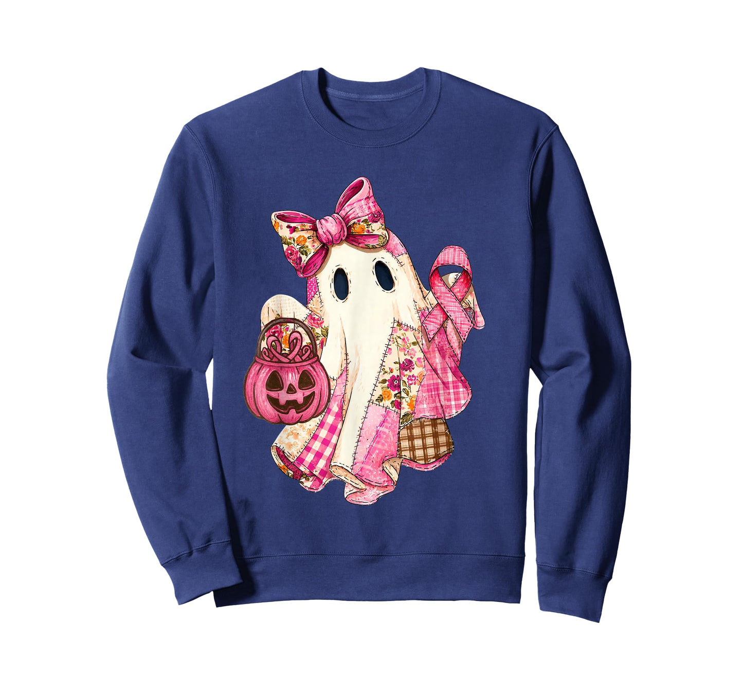 in October We Wear Pink Cute Ghost Halloween Breast Cancer T-Shirt