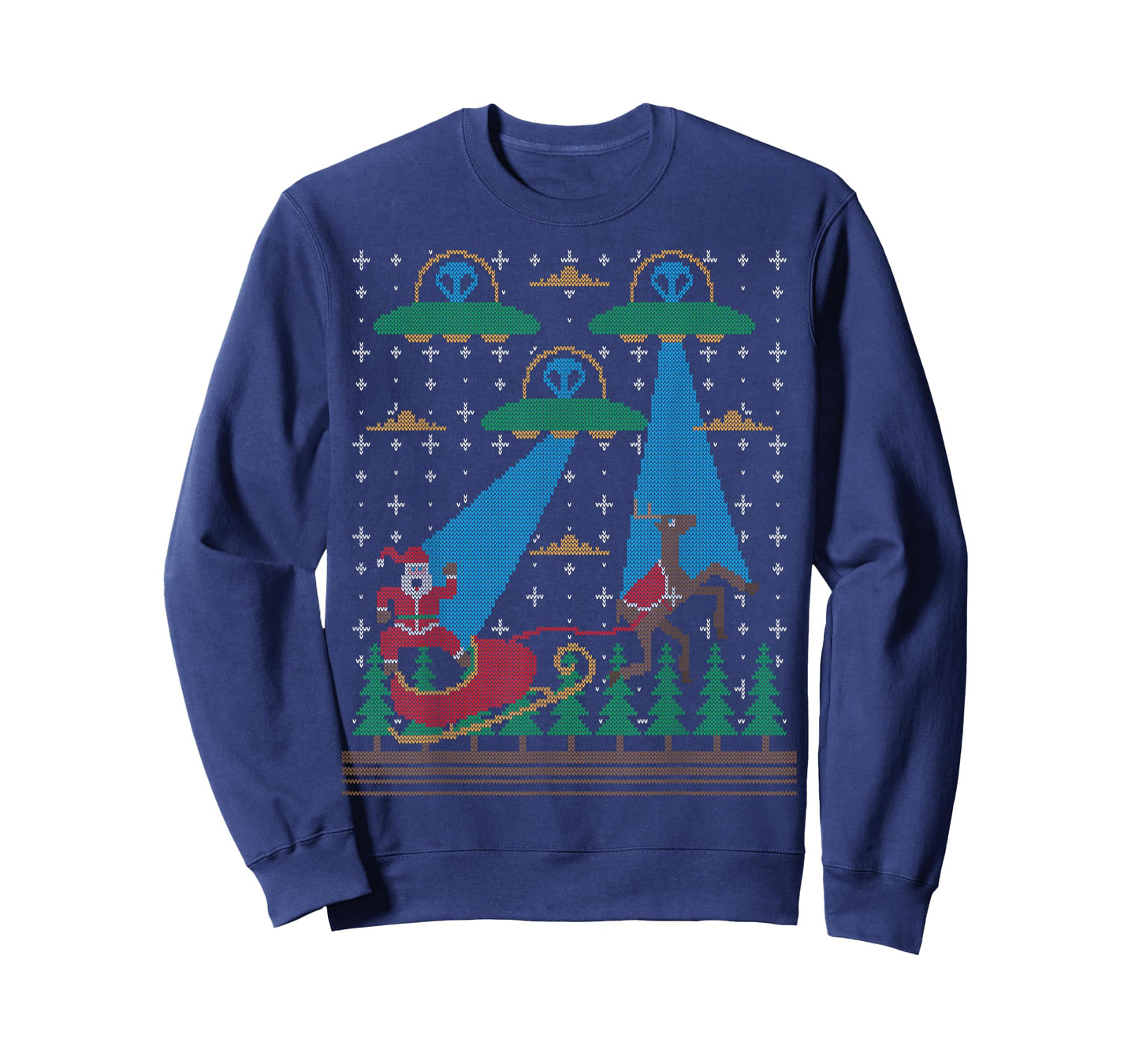 Santa Claus Alien Invasion Space UFO Ugly Christmas Sweater T-Shirt