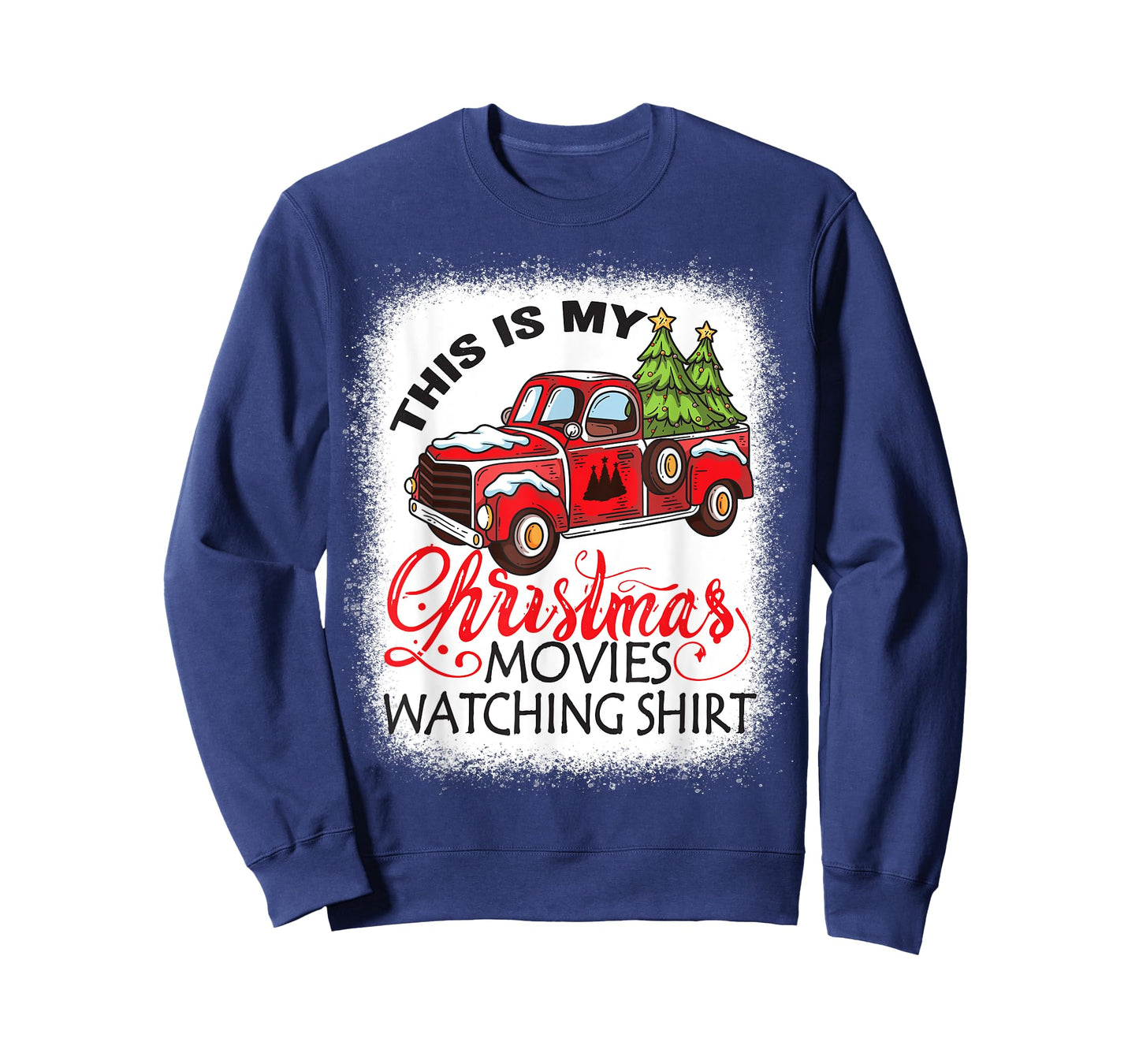 This Is My Christmas Movies Watching Shirt Bleached Xmas T-Shirt