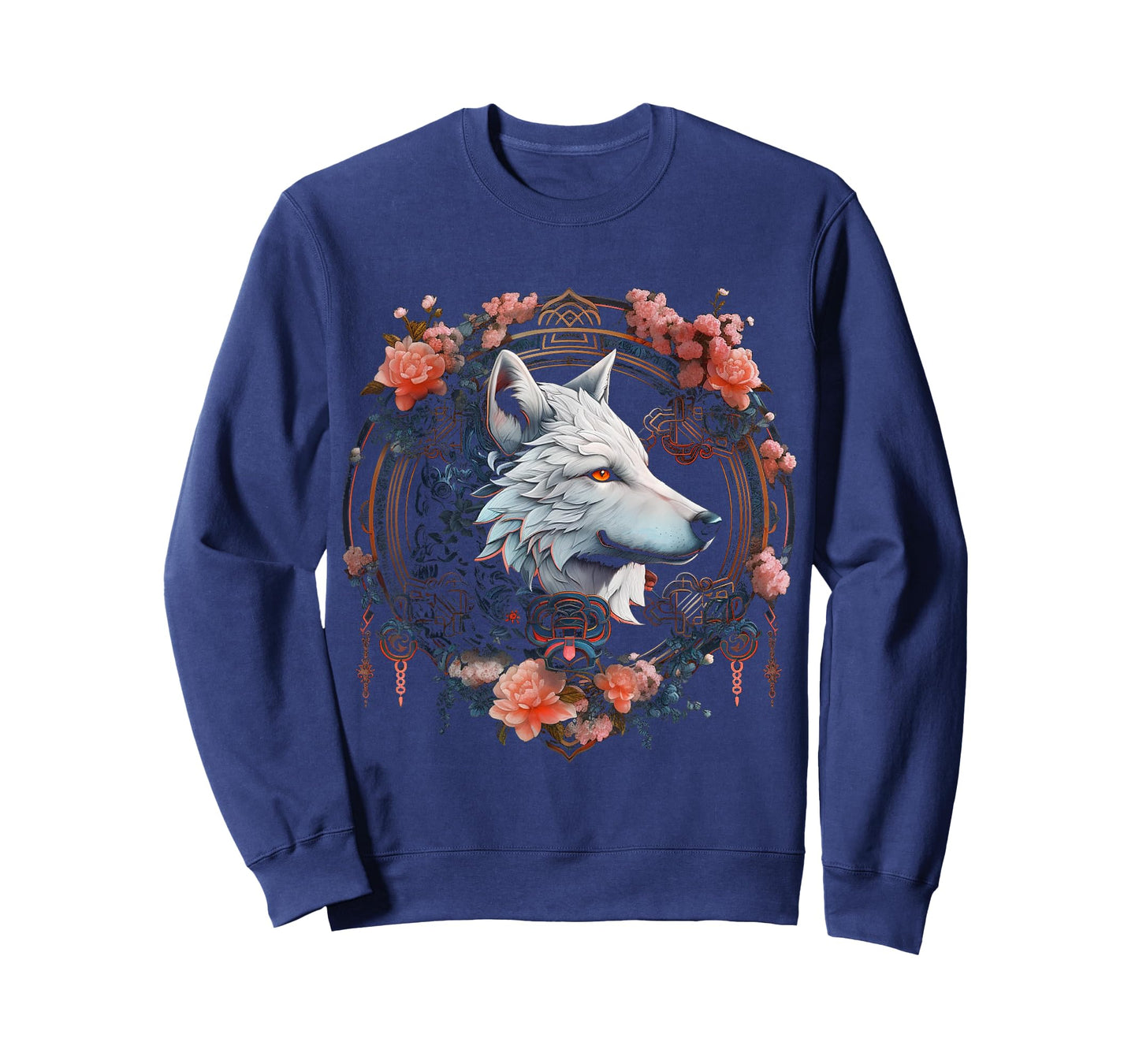 Wolf Flowers - Animal Lovers Animal Art Motif Wolf T-Shirt