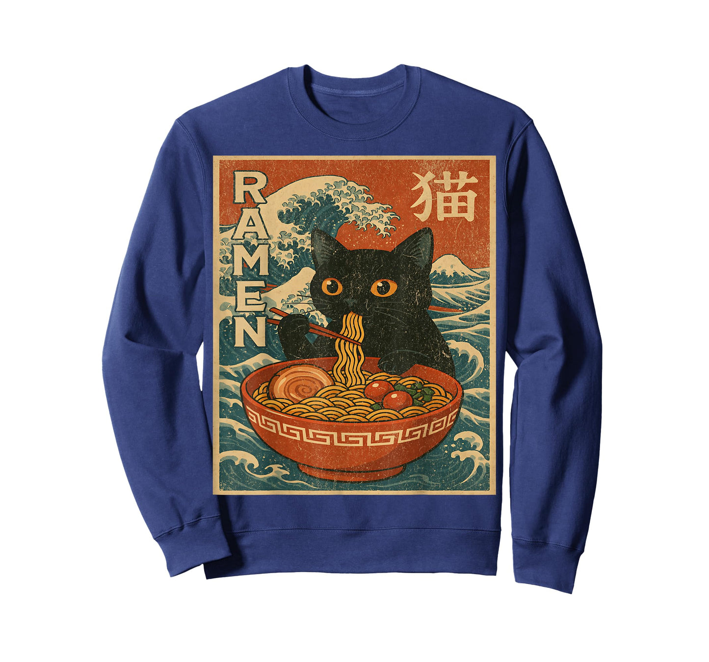 Vintage Japanese Anime Cat Ramen Noodles Ukiyo-e Kawaii T-Shirt