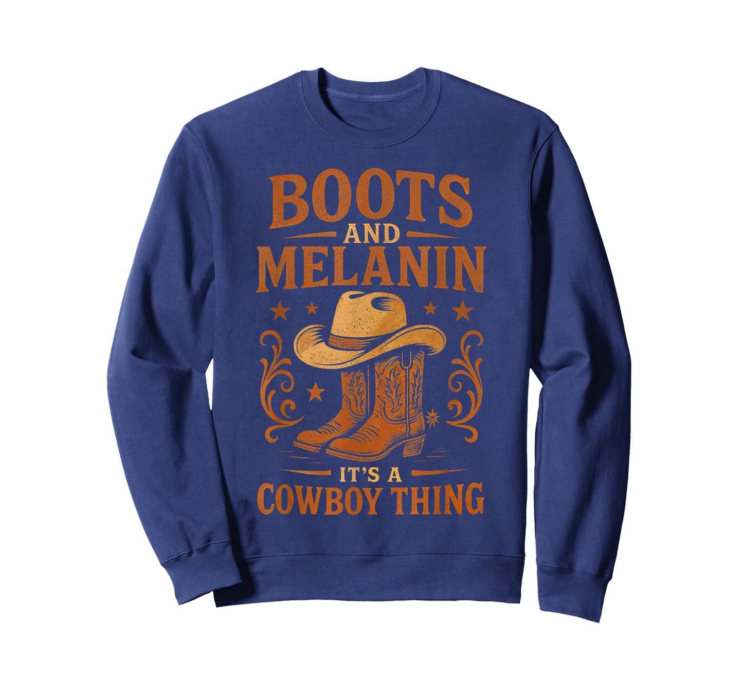 Western Country Texas Rodeo Black Cowboy Boots and Melanin T-Shirt