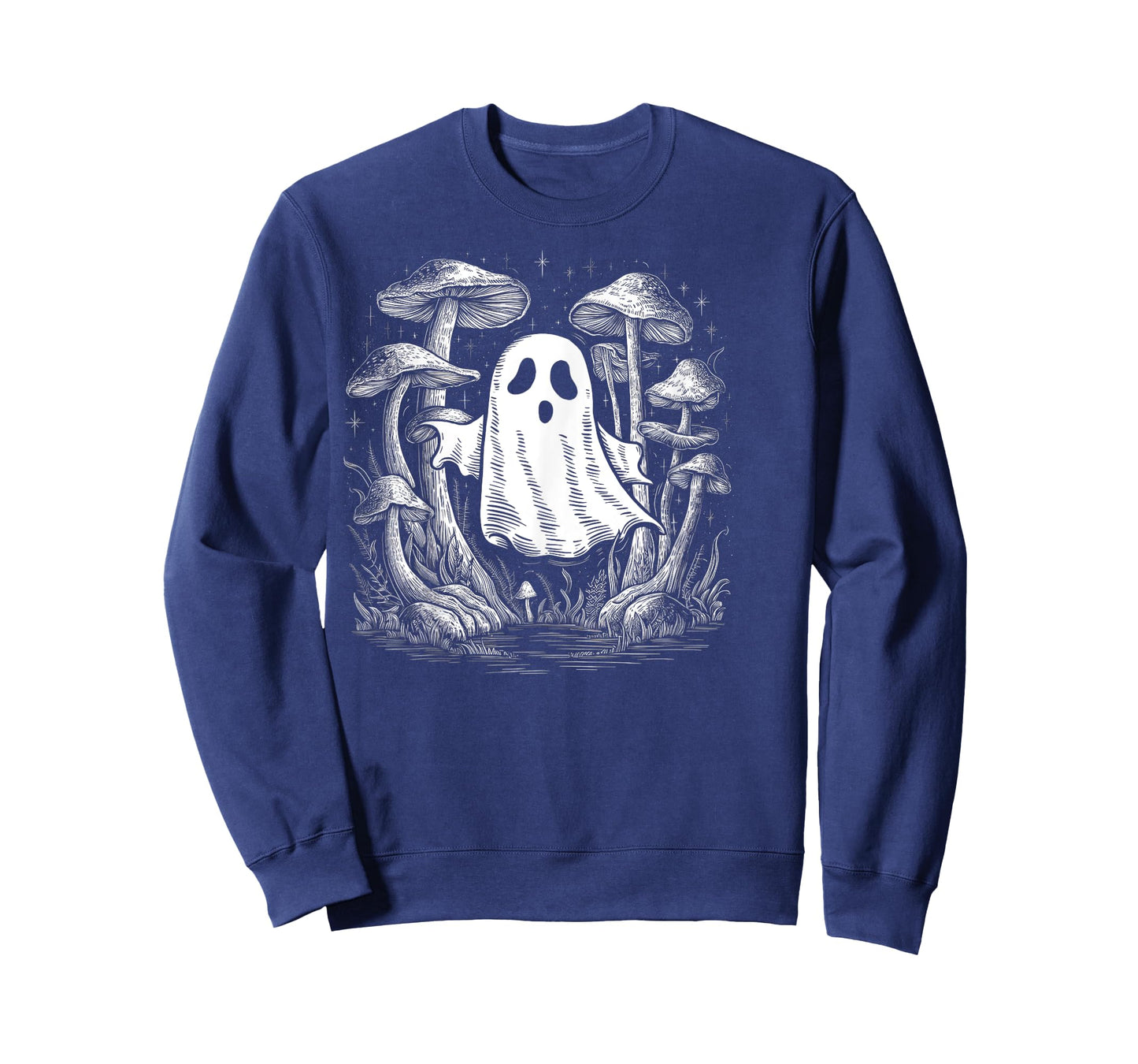 Spooky Ghost In Forest Of Mushrooms T-Shirt
