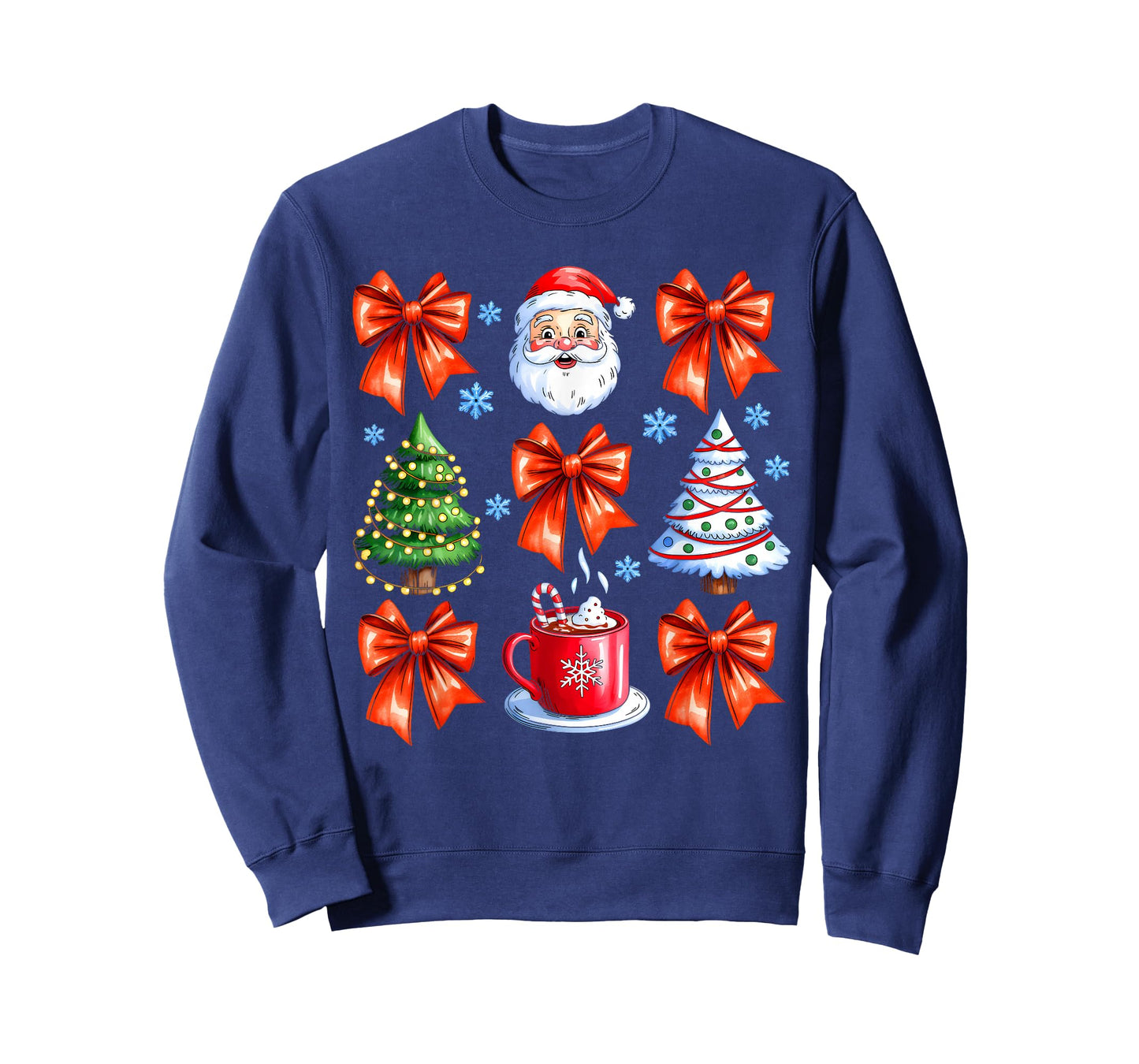 Coquette Bow Santa Christmas Tree Cake Candy Cane Girly Xmas T-Shirt