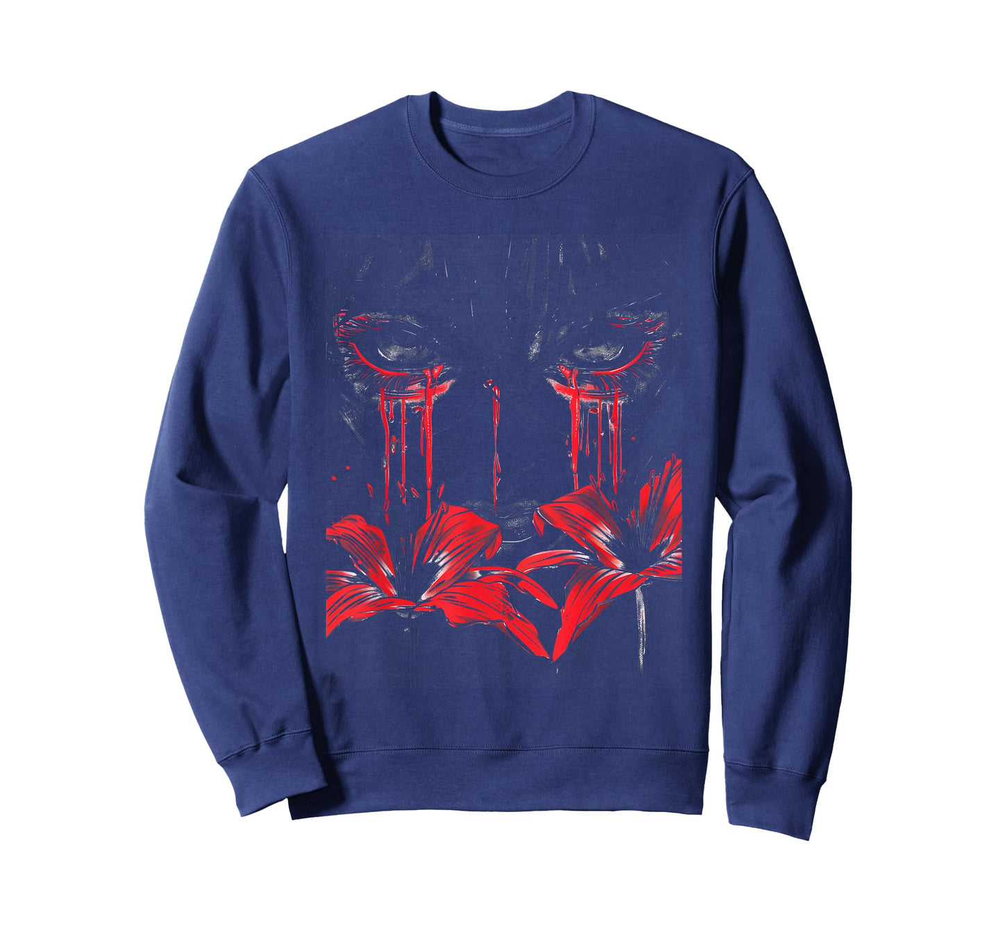 Anime Goth Sad Red Emo Art Flowers Tears Edgy Beauty T-Shirt