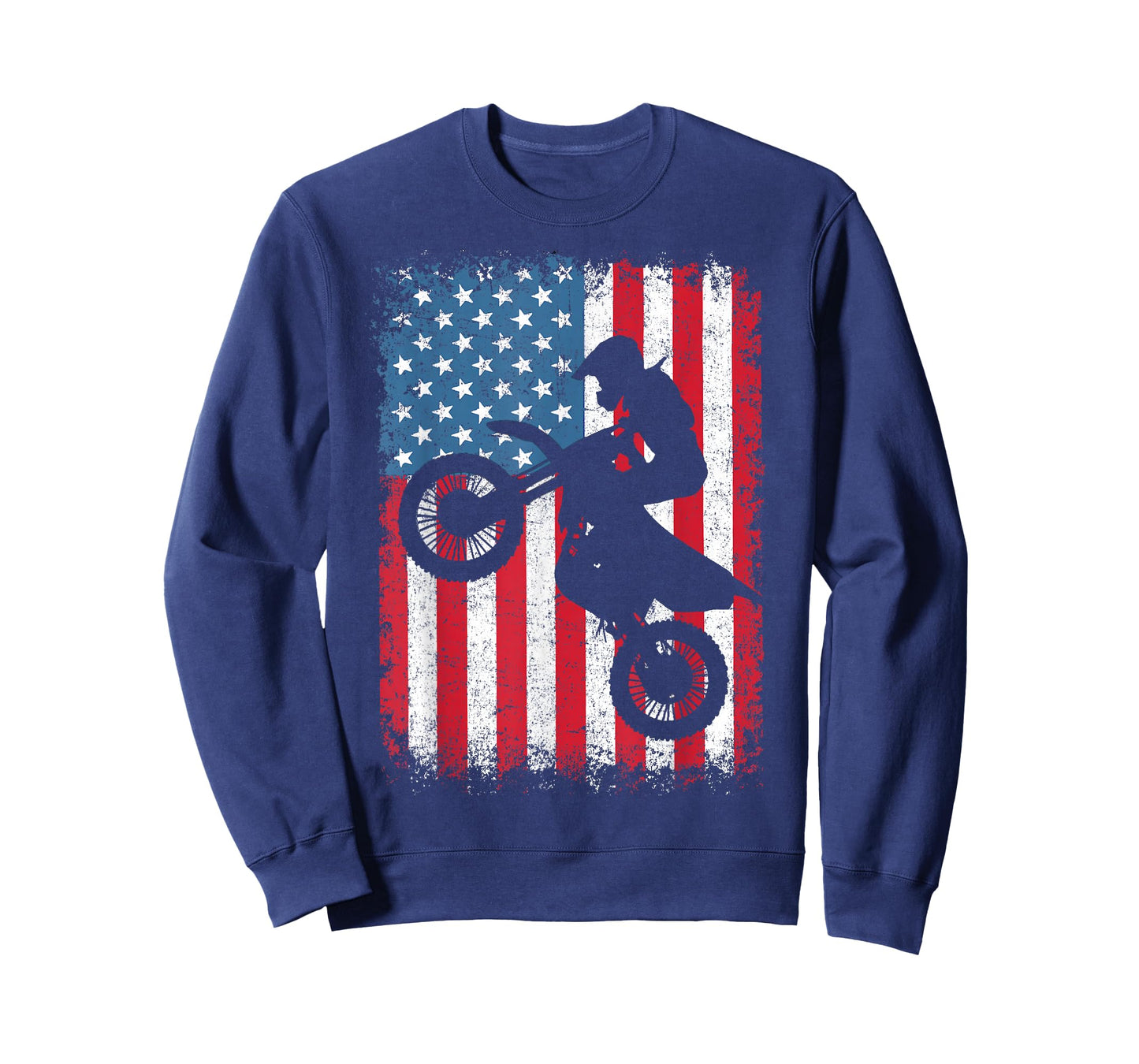 Dirt Bike Motocross Biker American Flag 4th of July Boys Men T-Shirt