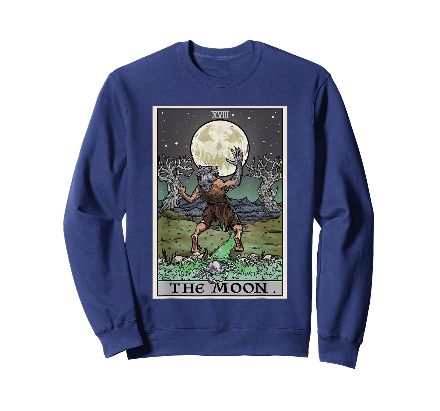 The Moon Tarot Card Halloween Werewolf Gothic Witch Horror T-Shirt