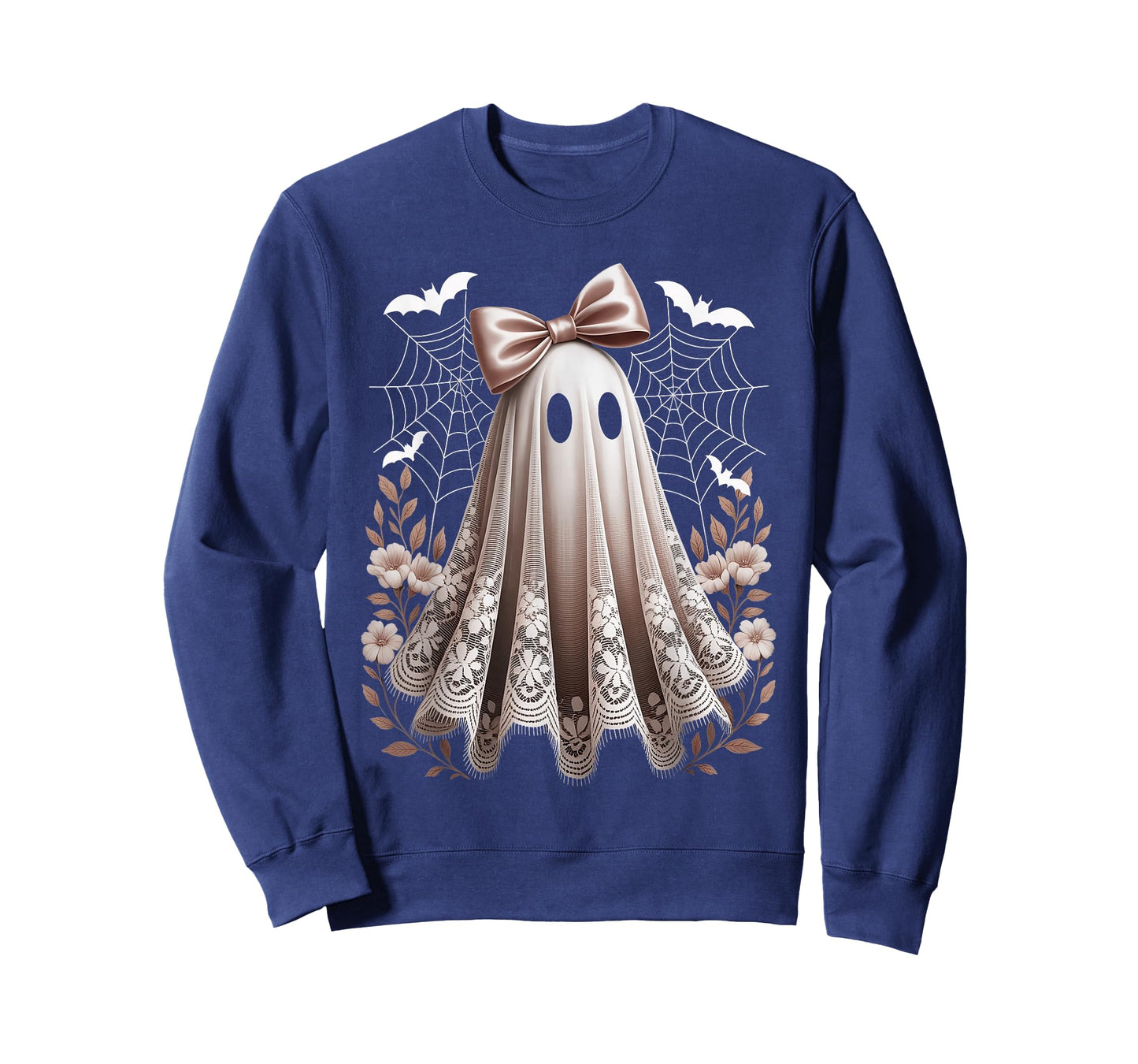 Vintage Halloween Floral Lace Ghost Coquette Bow Spooky Boo T-Shirt