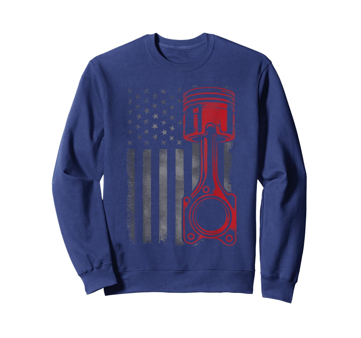 Vintage Piston Funny Muscle Car Mechanic Flag USA Patriotic T-Shirt