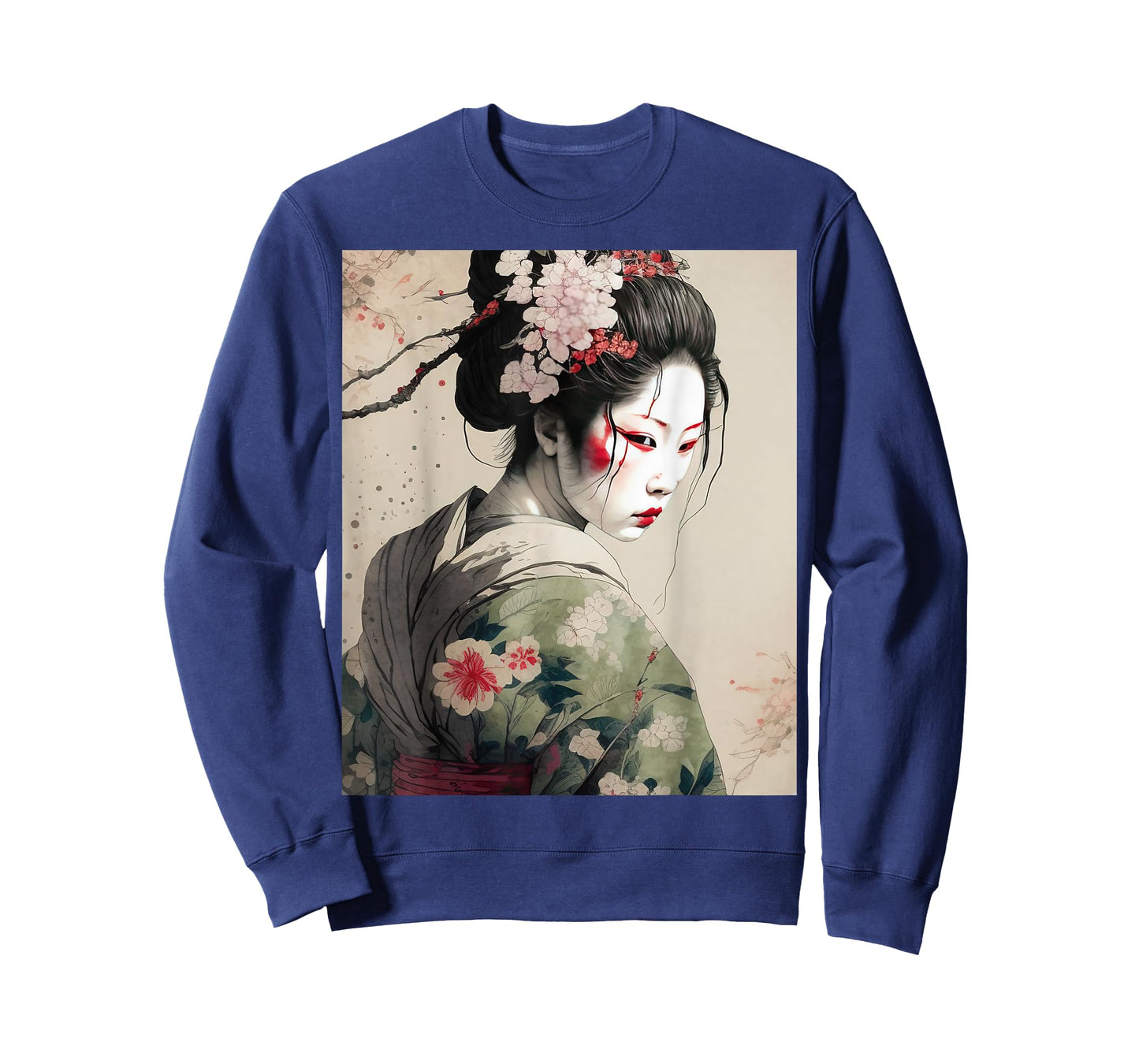 Beautiful Japanese Dark Geisha Sakura Blossoms Kimono T-Shirt