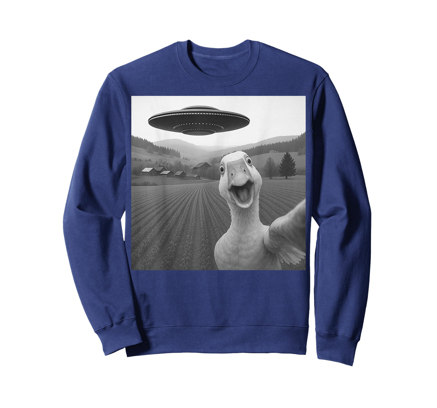 Goose Selfie with Alien UFO Funny Gifts for Men Women Kid T-Shirt