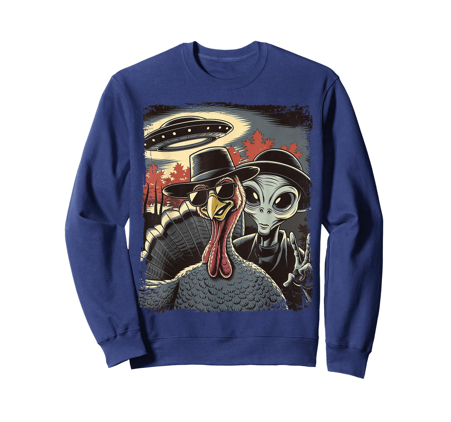 Alien Selfie With Turkey Thanksgiving Funny Photo UFO T-Shirt