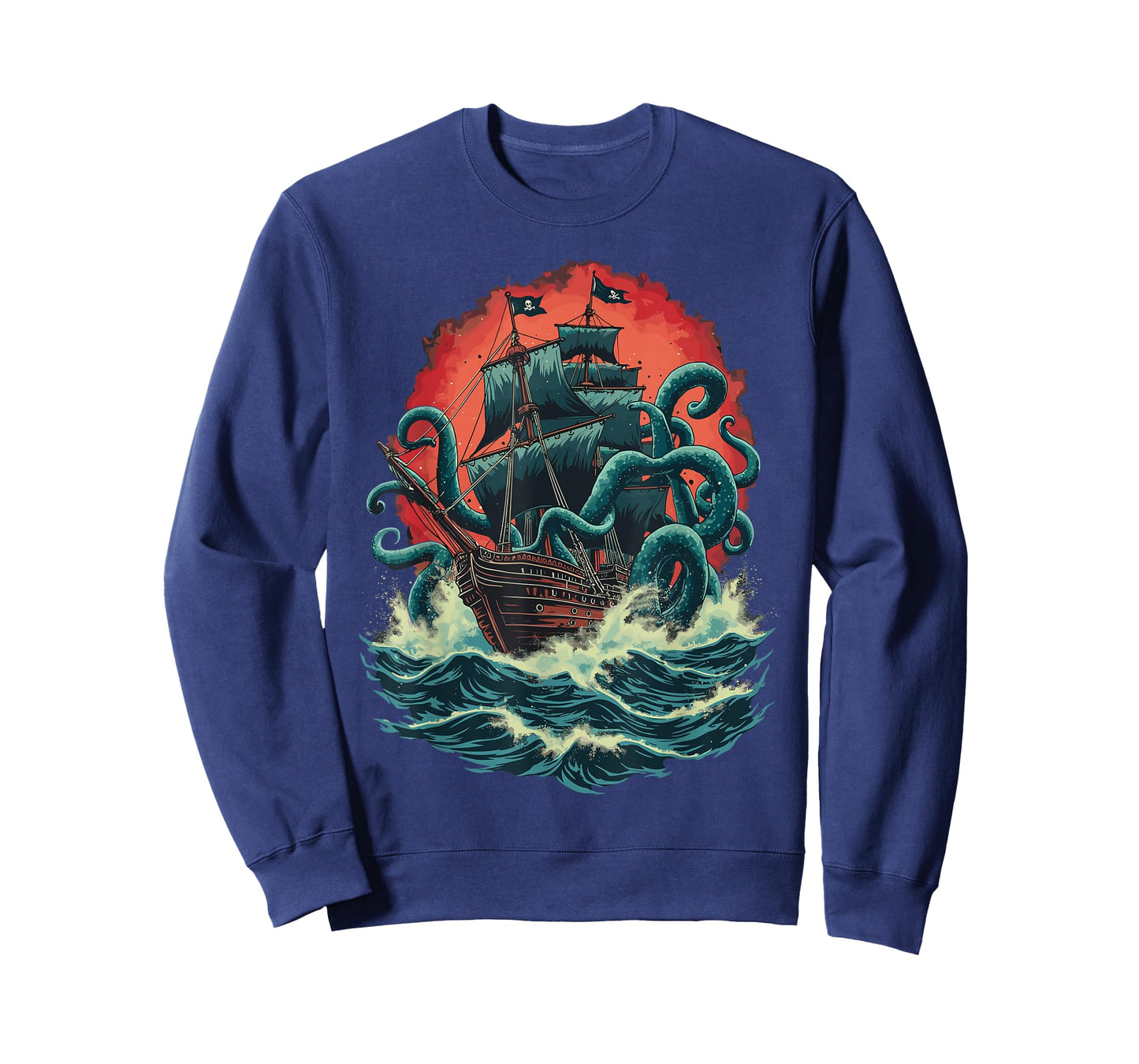 Pirate Ship Kraken Ocean Battle Giant Octopus Sea Monster T-Shirt