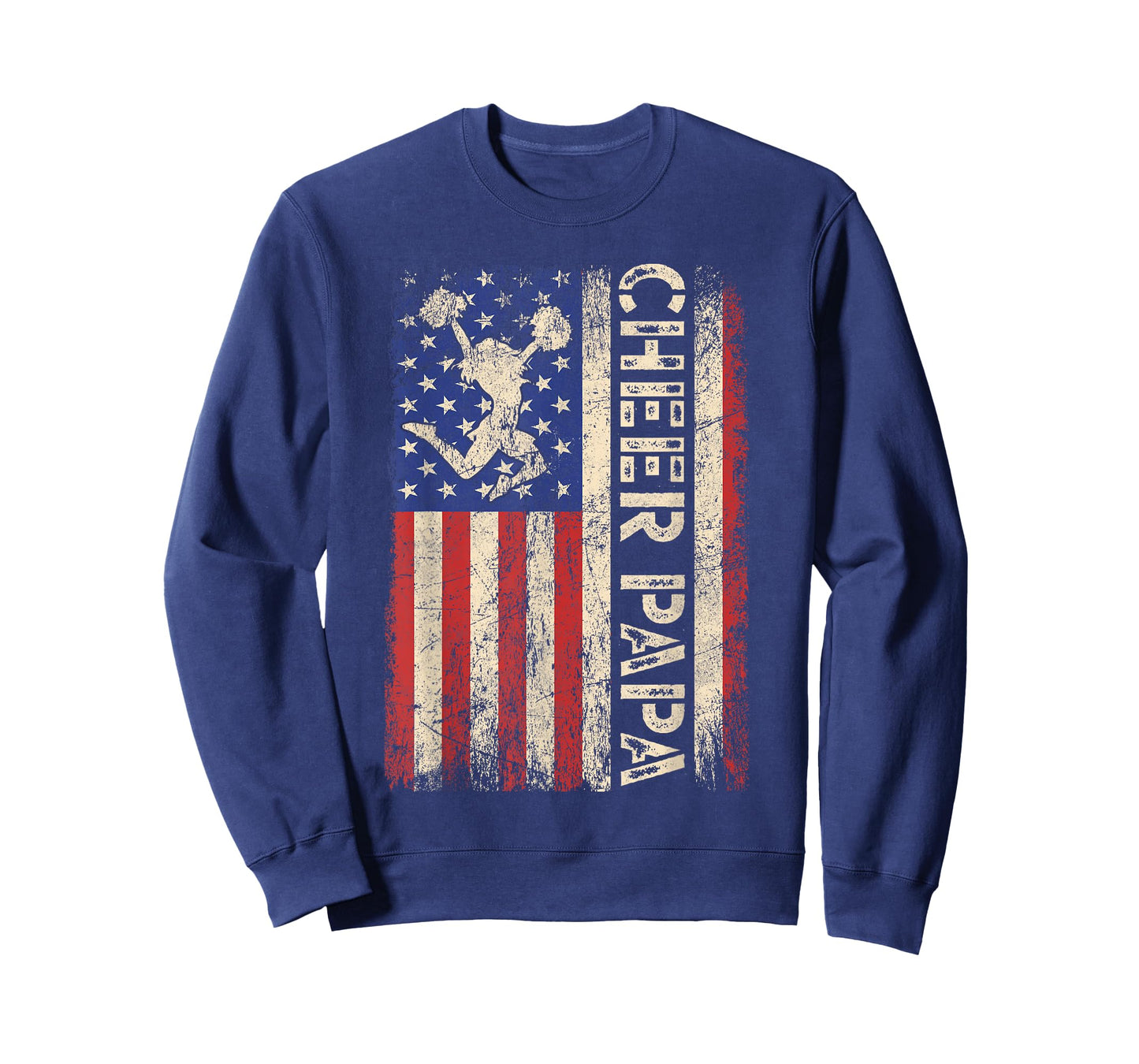 Cheer Papa Funny Cheer Dad Cheerleader Dad American US Flag T-Shirt