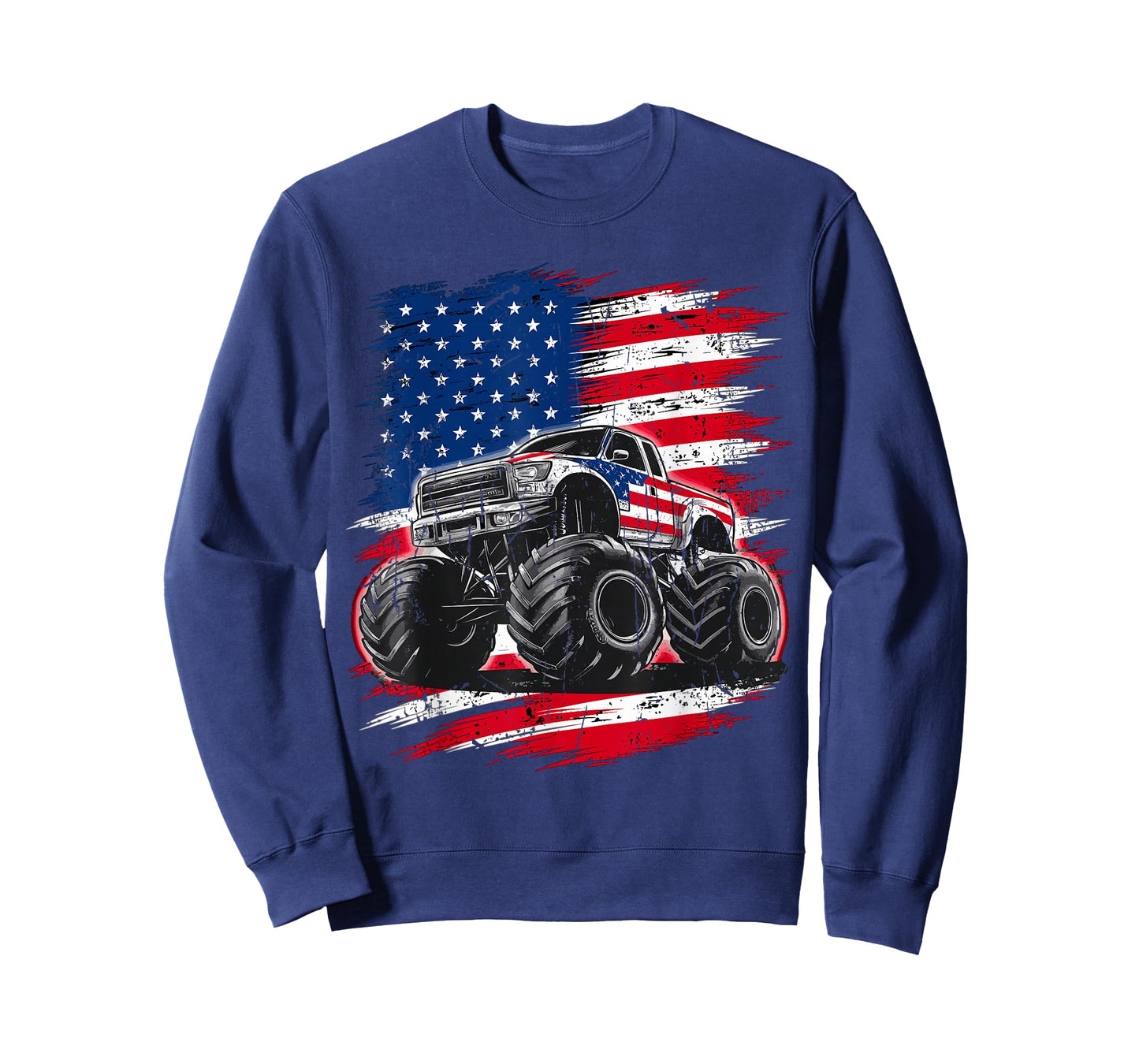 Monster Truck USA Flag American T-Shirt