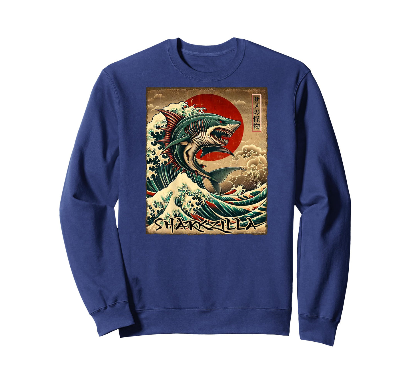 On Back Shark Kaiju Japanese Vintage Sharkzilla Great Wave T-Shirt