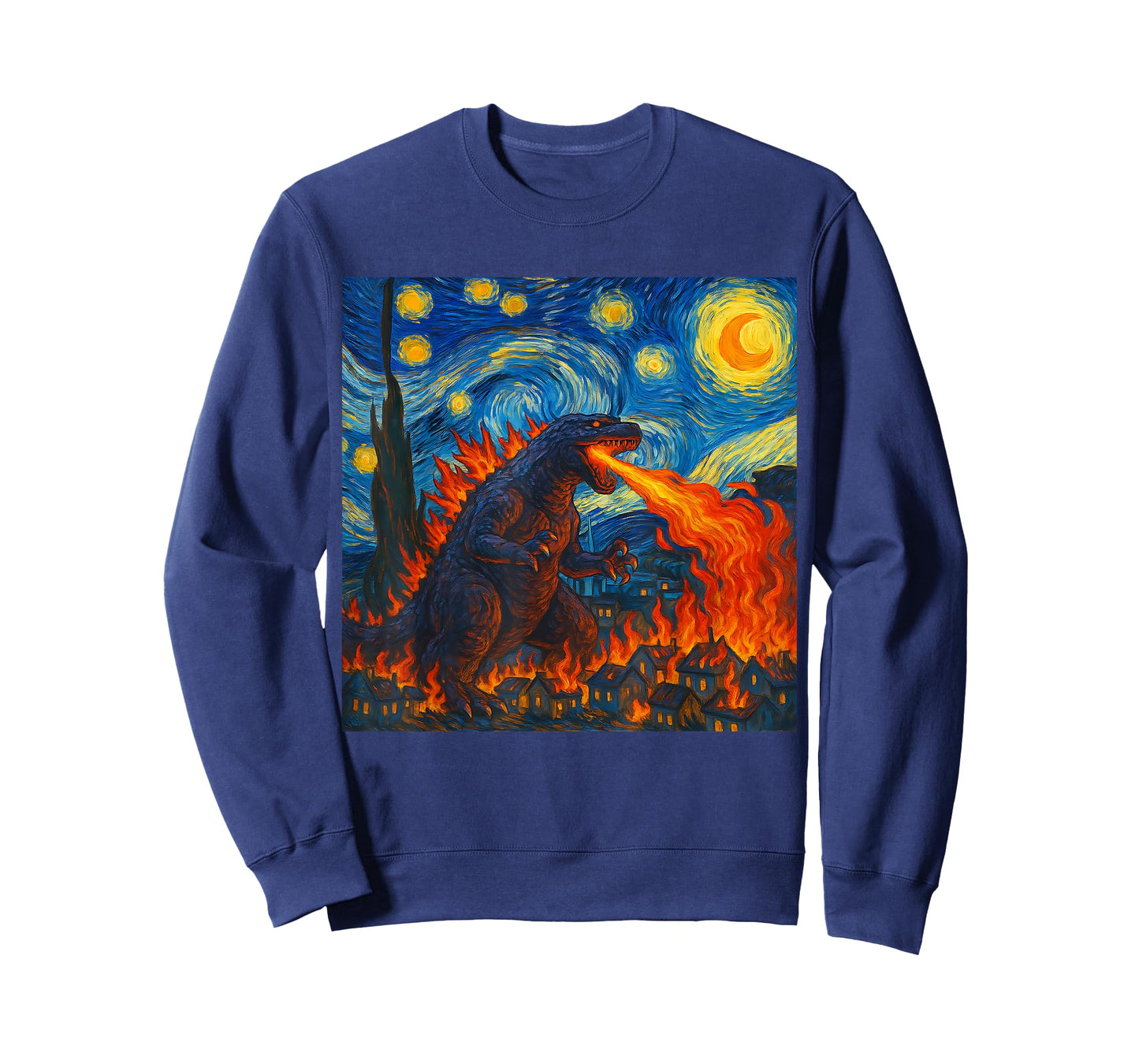 Kaiju Starry Night Van Gogh Style Monster Art T-Shirt