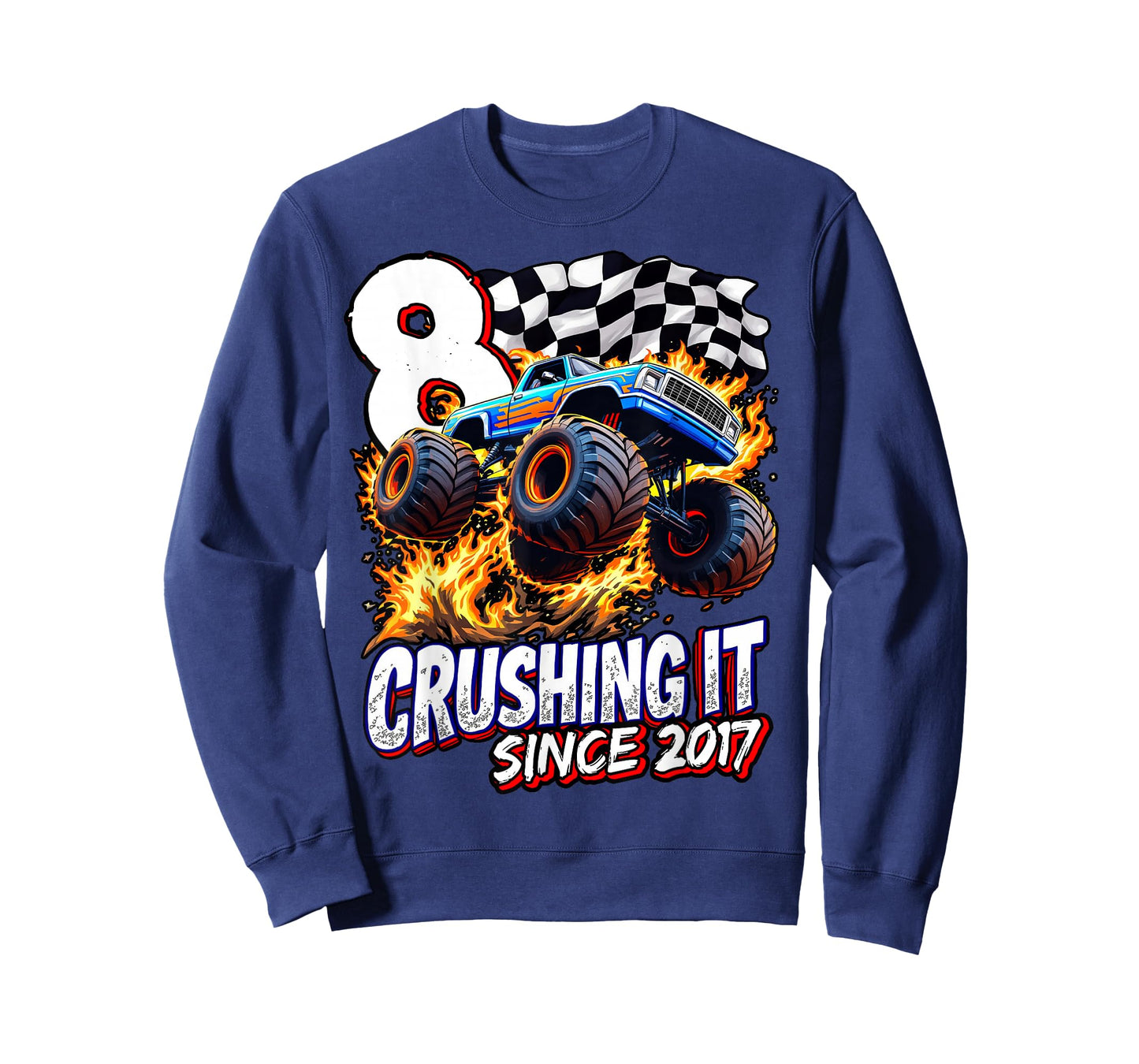 Birthday Monster Truck 8 year Old Boys 8th Party Born 2017 T-Shirt