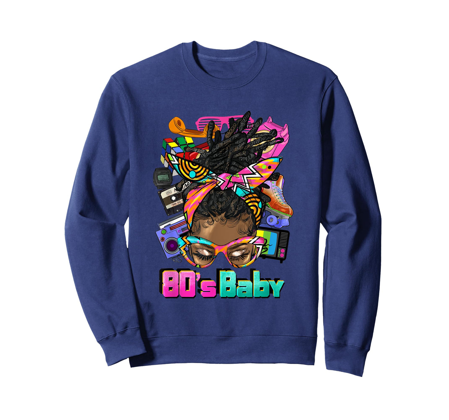 80's Baby Afro Messy Bun African American 1980's Retro T-Shirt
