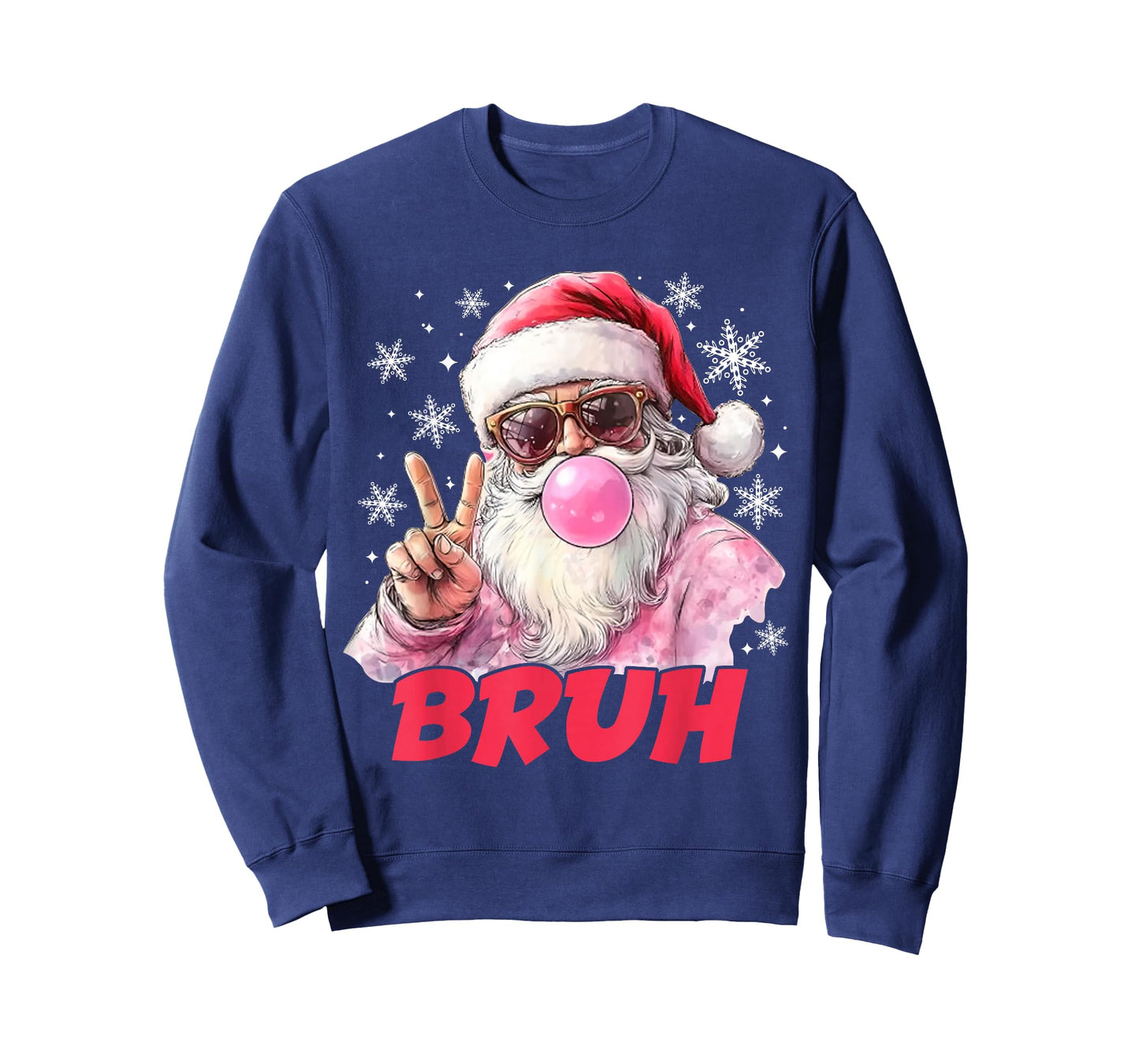 Bruh Christmas Vintage Santa Peace Sign Teen Meme Boys Kids T-Shirt
