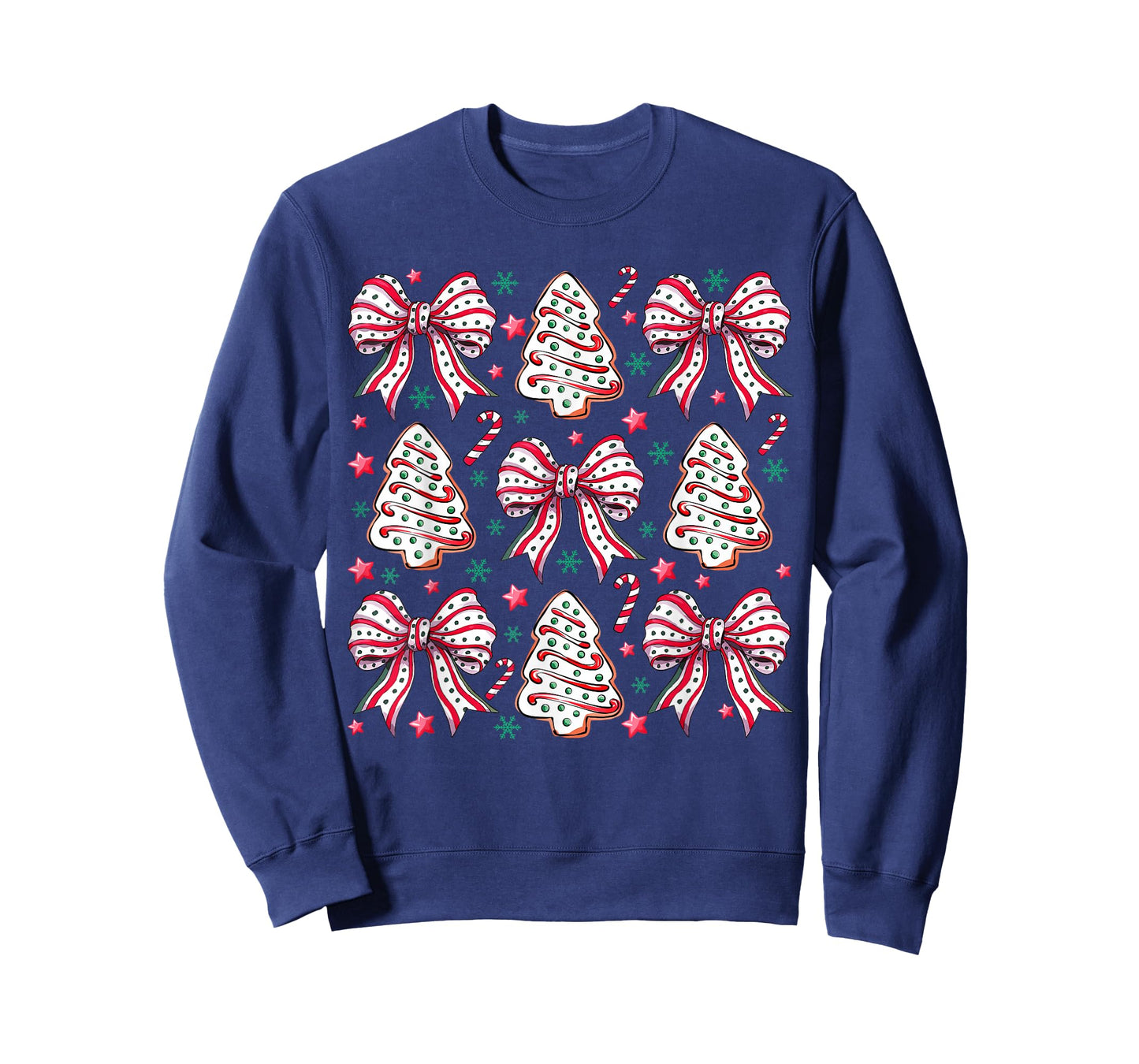 Coquette Bow Tree Cake Candy Cane Merry Christmas Women Kids T-Shirt