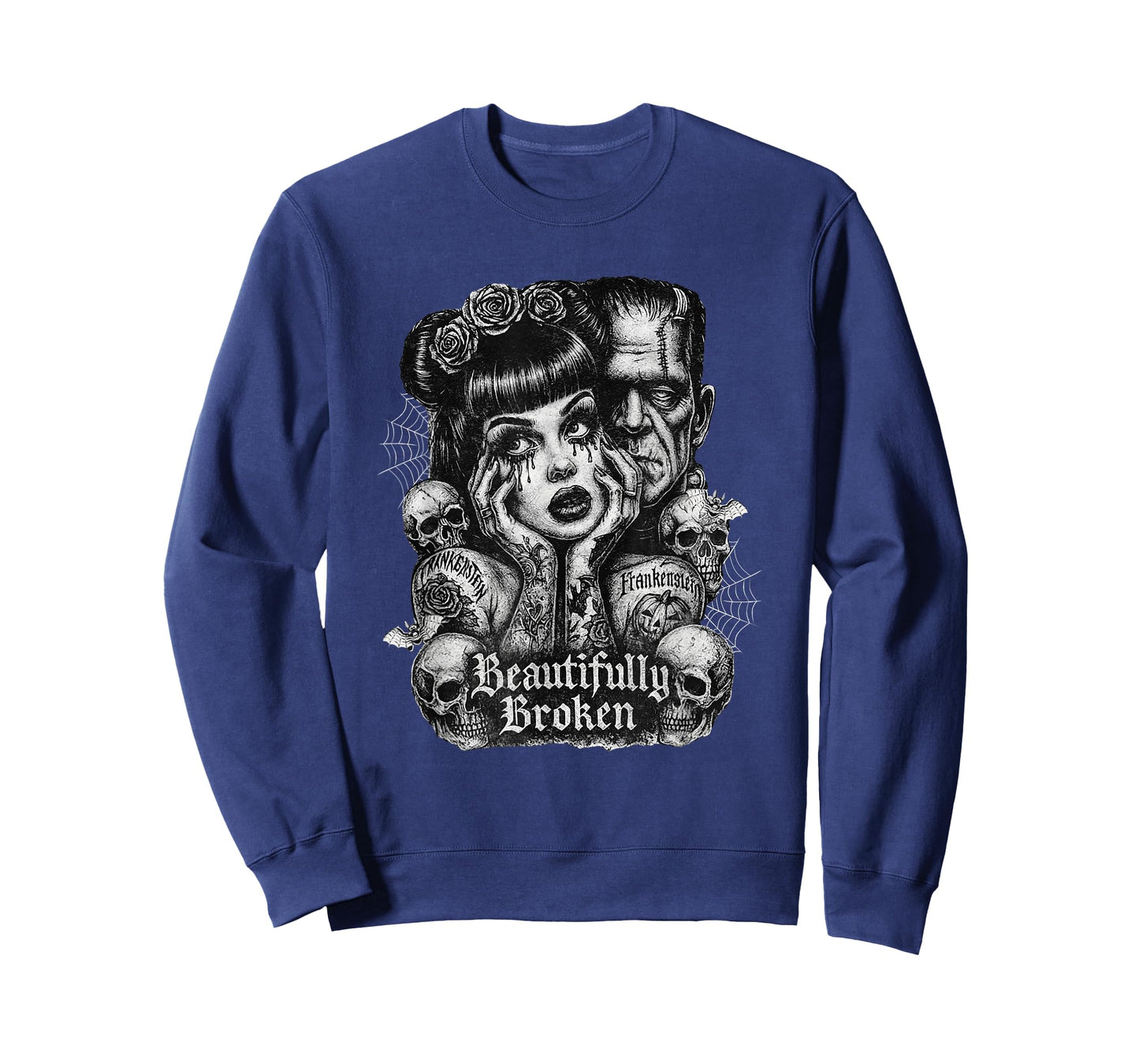 Floral Monster Frankenstein and Bride Beautifully Broken T-Shirt