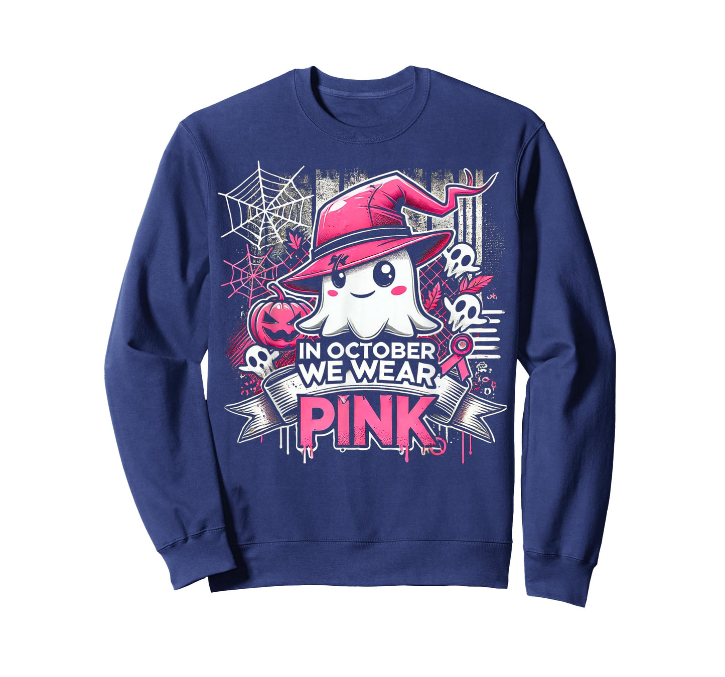 October We Wear Pink Ghost Witch Halloween T-Shirt
