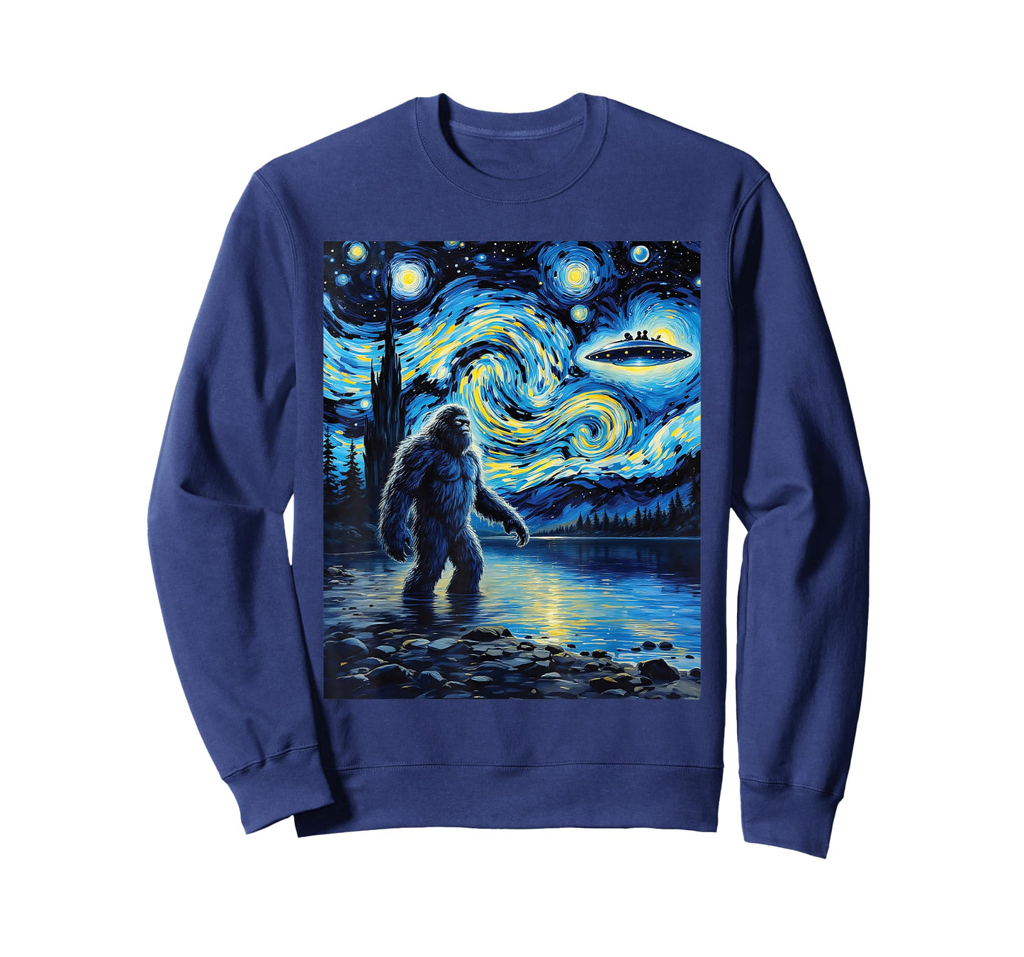 Bigfoot UFO Extraterrestrial Encounter Adventure Van Gogh T-Shirt