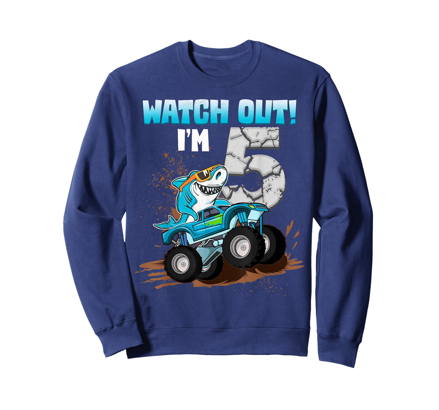 5 Years Old 5th Birthday Shark Boy Girl Monster Truck Gamer T-Shirt