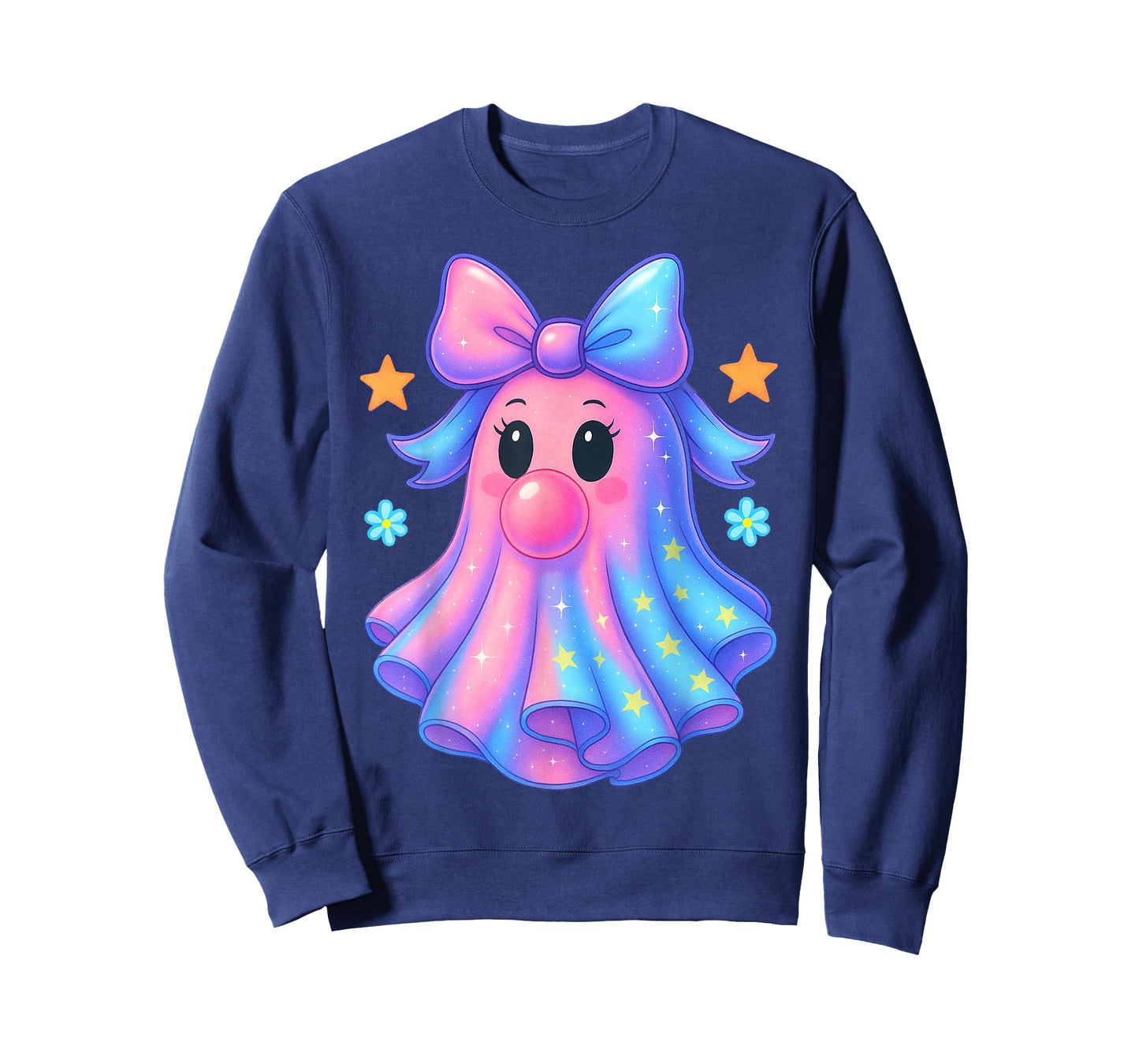 Ghost Bubblegum Coquette Coloful Bow Halloween Girls Women T-Shirt