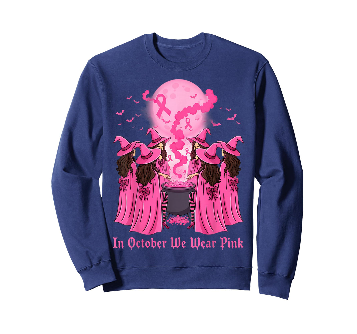 October We Wear Pink Witch Halloween Breast Cancer Awareness T-Shirt