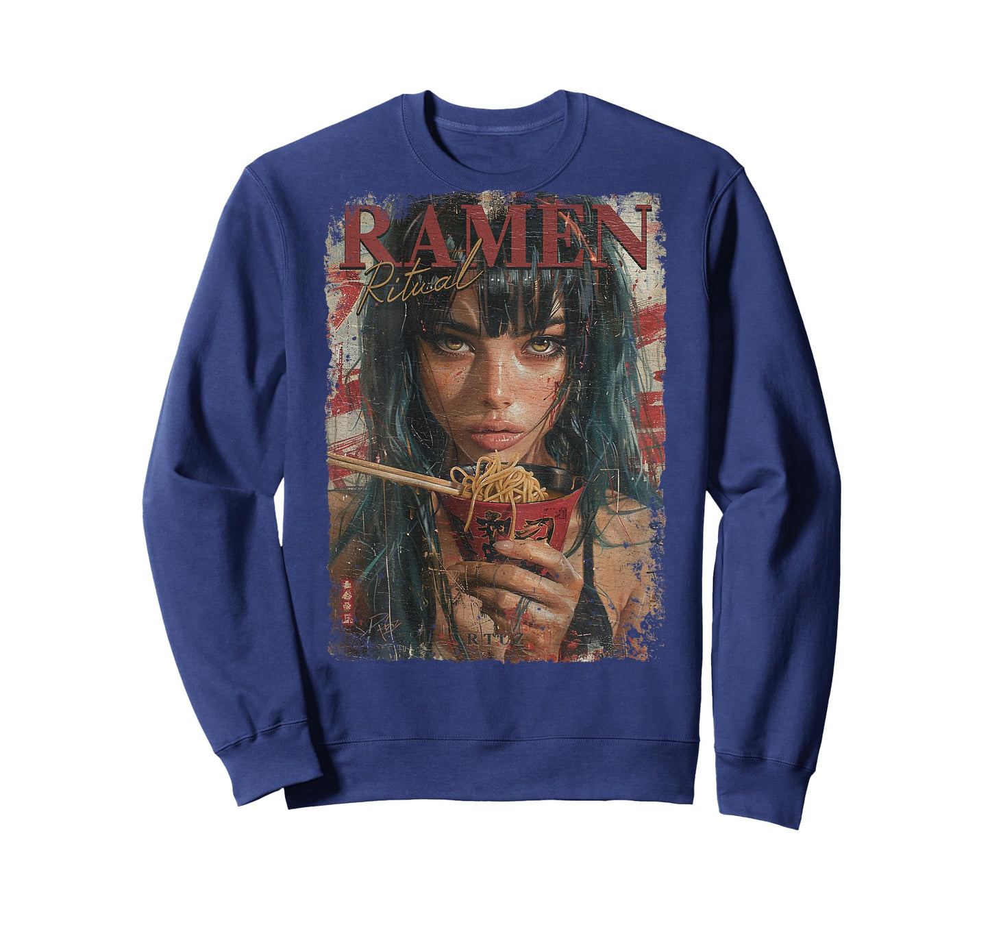 Back print Pin-up Girl Ramen Noodle Anime Manga Asian Ramen T-Shirt