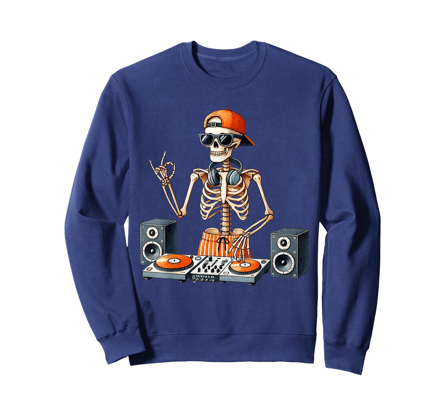 Skeleton DJ Halloween Costume Turntable Music Funny Men Boys T-Shirt